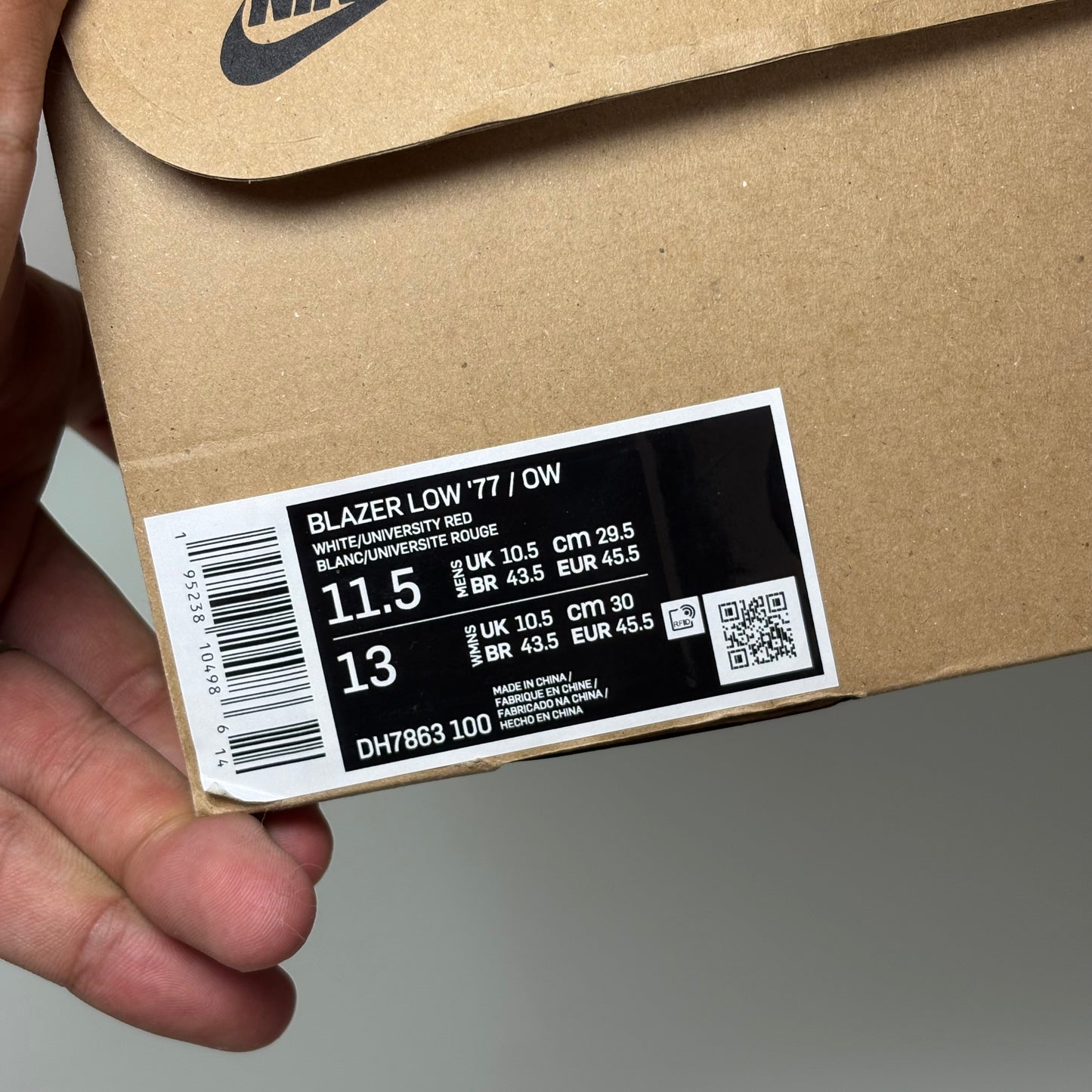 Nike blazer low x Off white university 45,5