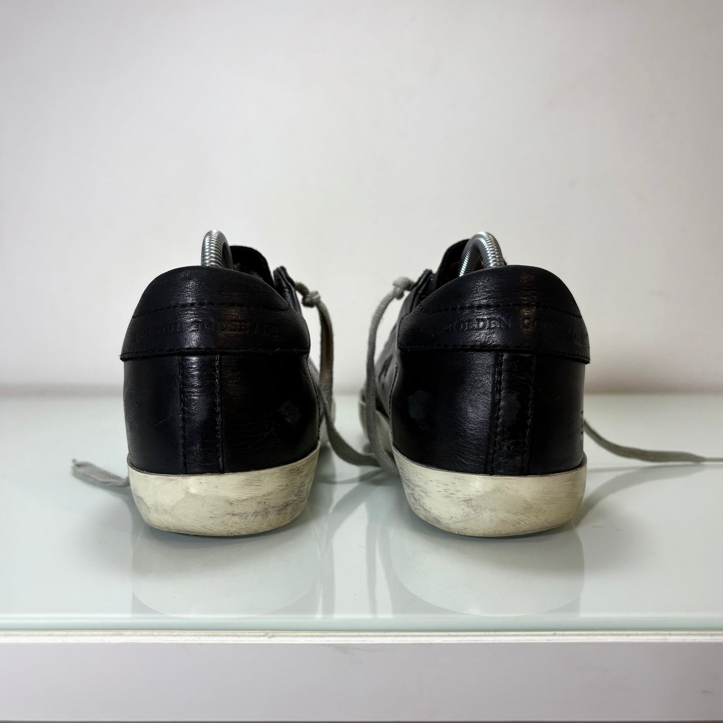 Golden goose superstar in pelle nero 39