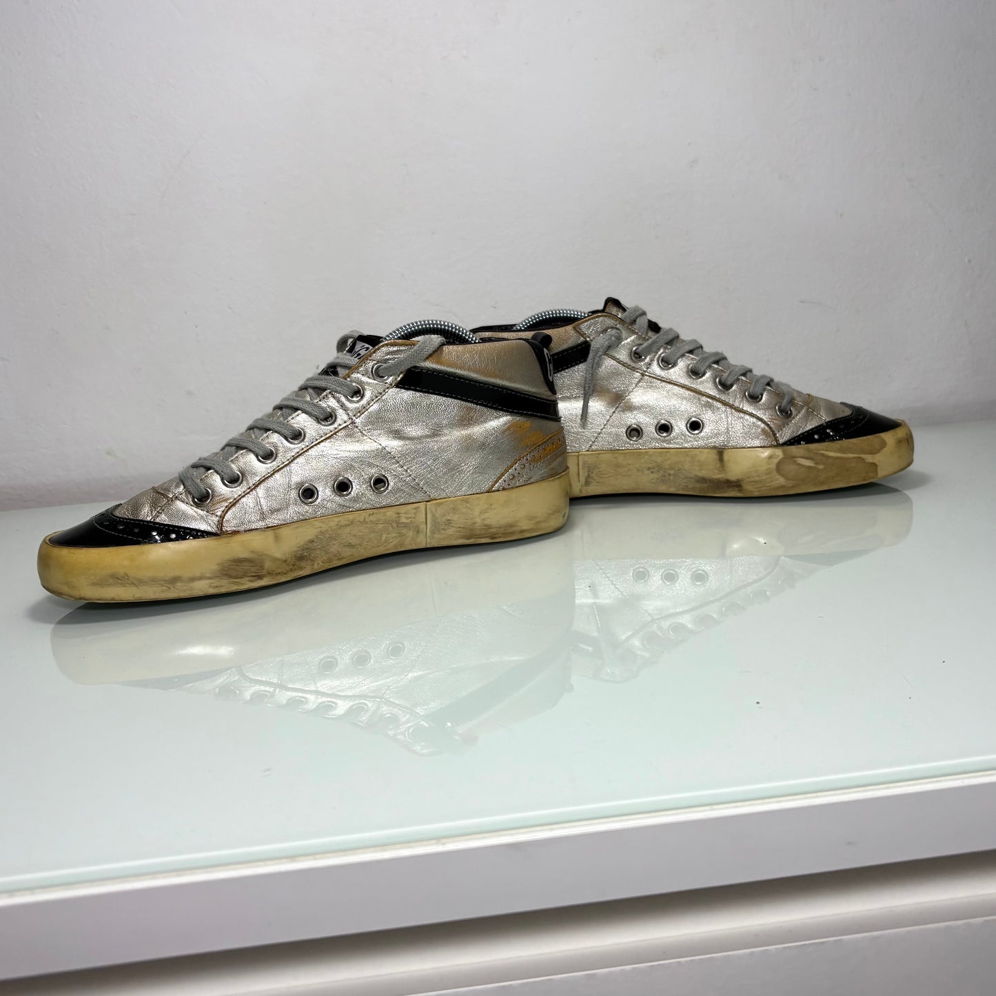 Golden goose midstar argento e nero 38