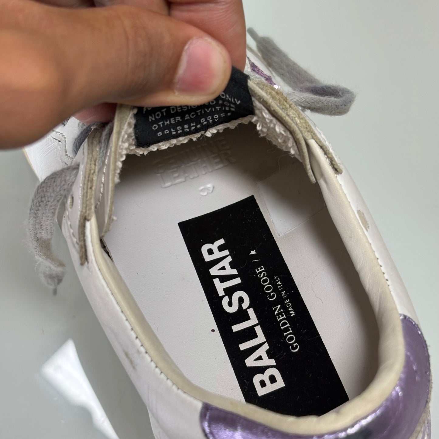 Golden goose ballstar bianco e viola Stella brillantina 39
