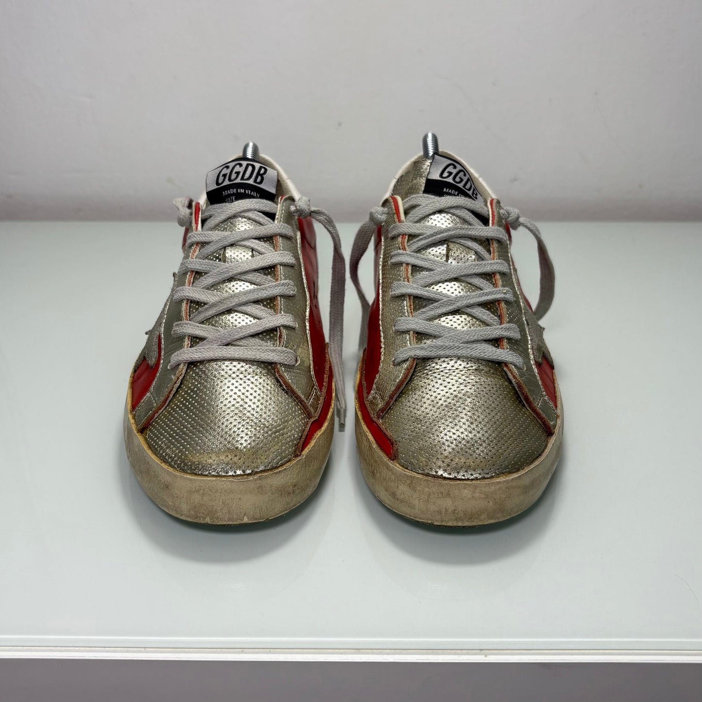 Golden goose Superstar rosso e argento 38