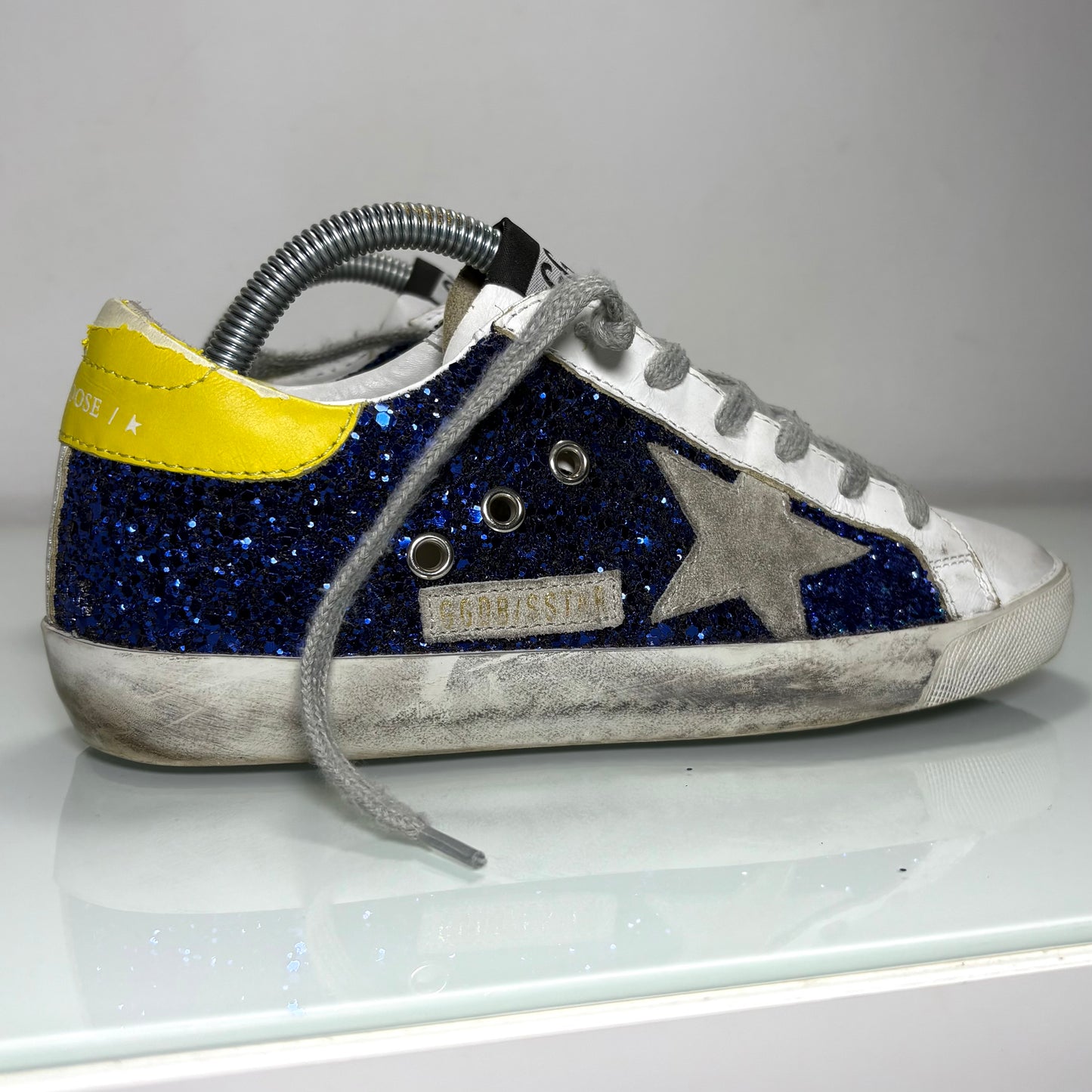 Golden goose Superstar Glitter Blu e tallone Giallo 36