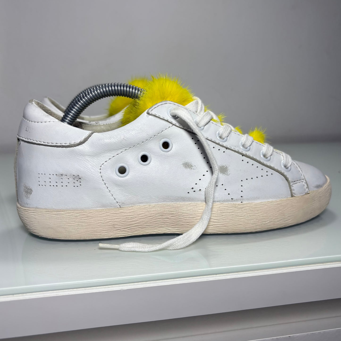 Golden goose Superstar bianche con pelo Giallo 38