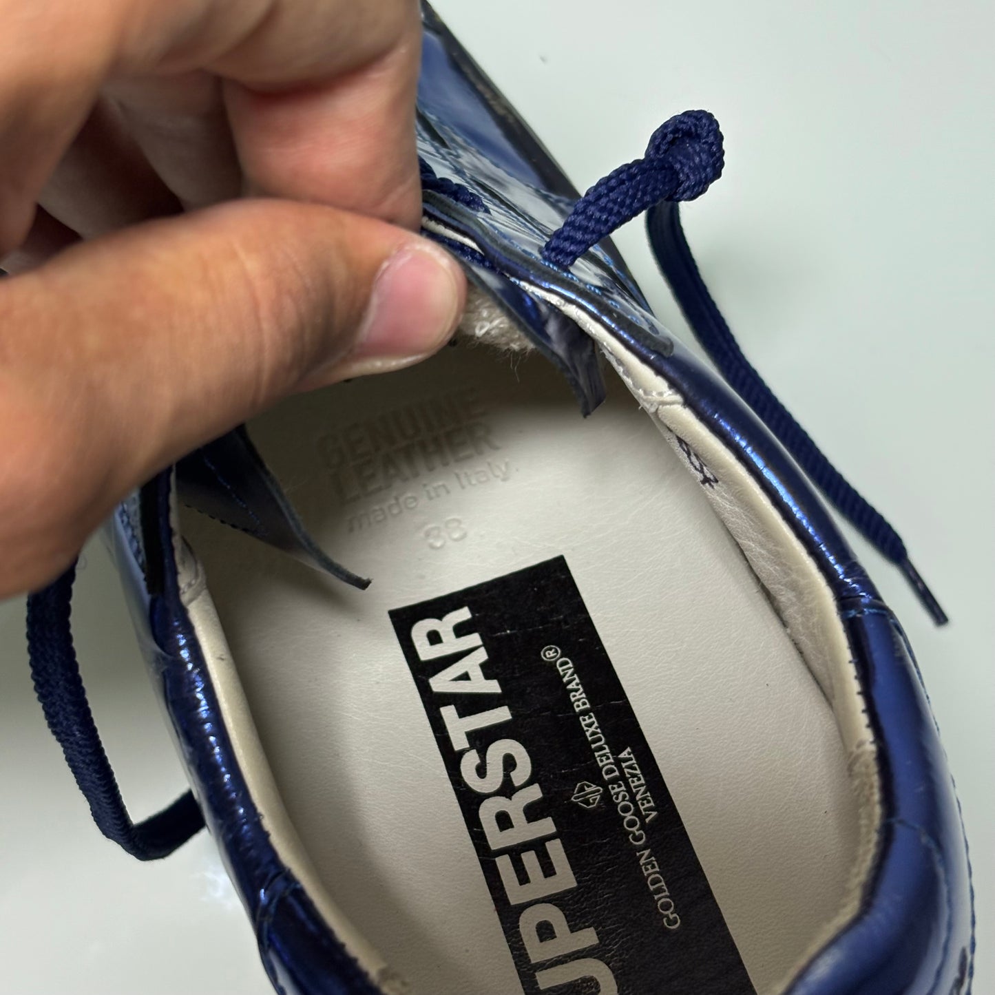 Golden Goose Superstar Blu lucido suola nera 38