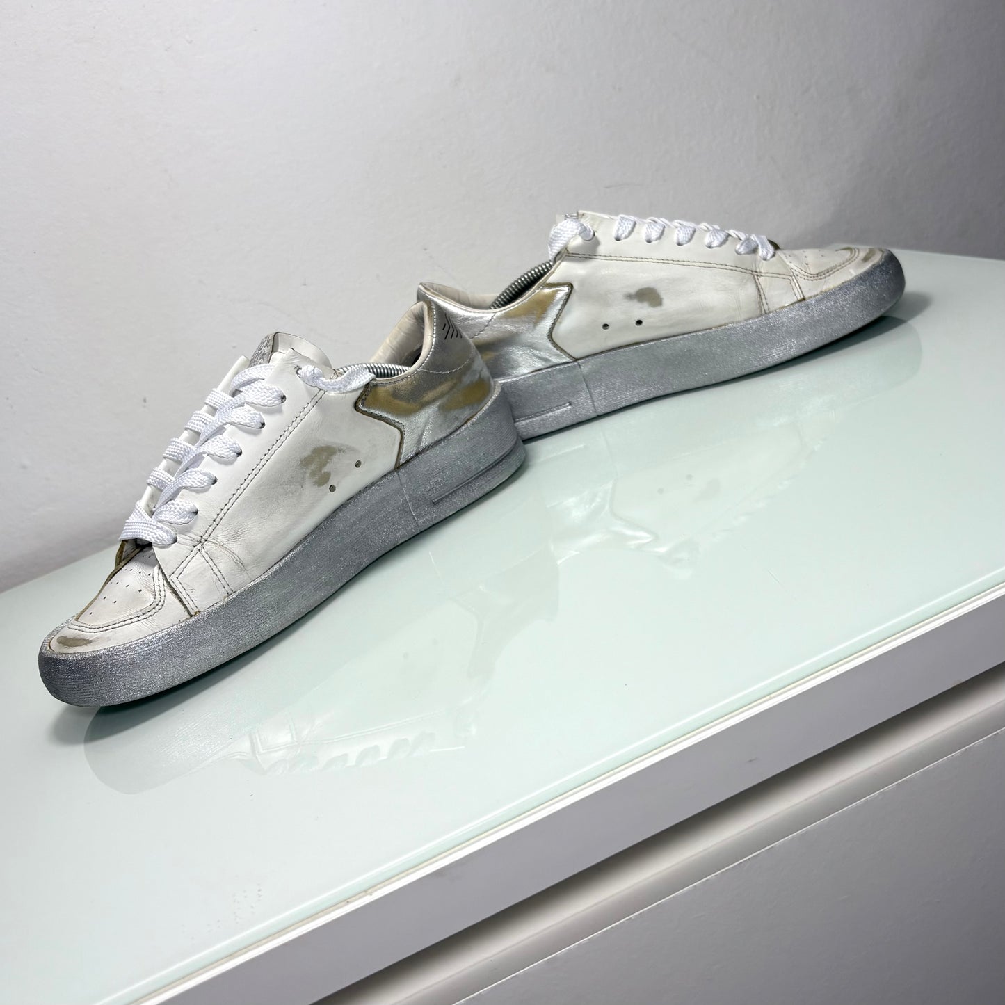 Golden goose Stardan bianco e argento 37