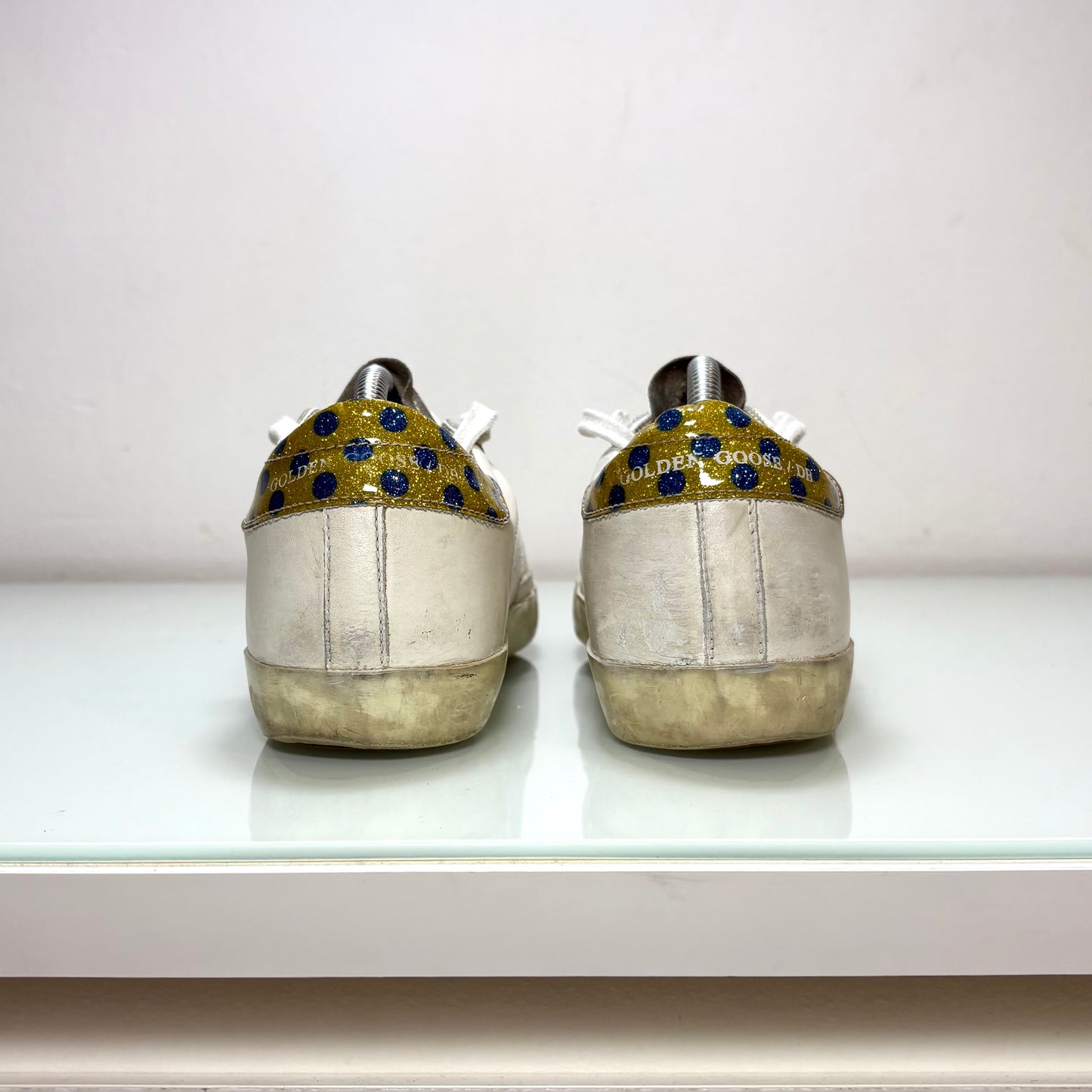 Golden goose Superstar bianco, stella blu e tallone a pois 35