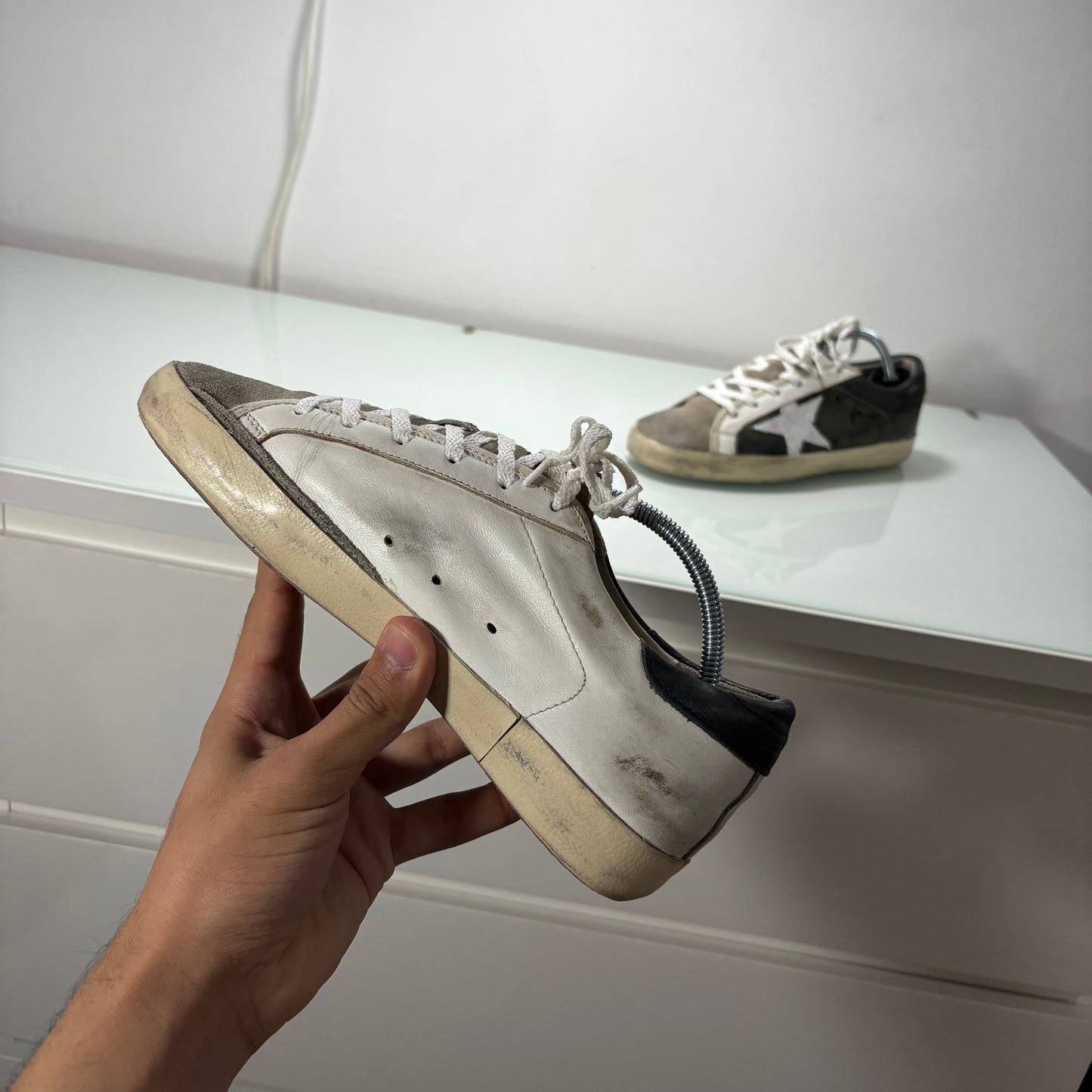 Golden Superstar Marrone/Oro e Bianco con stella bianca brillantinata 38