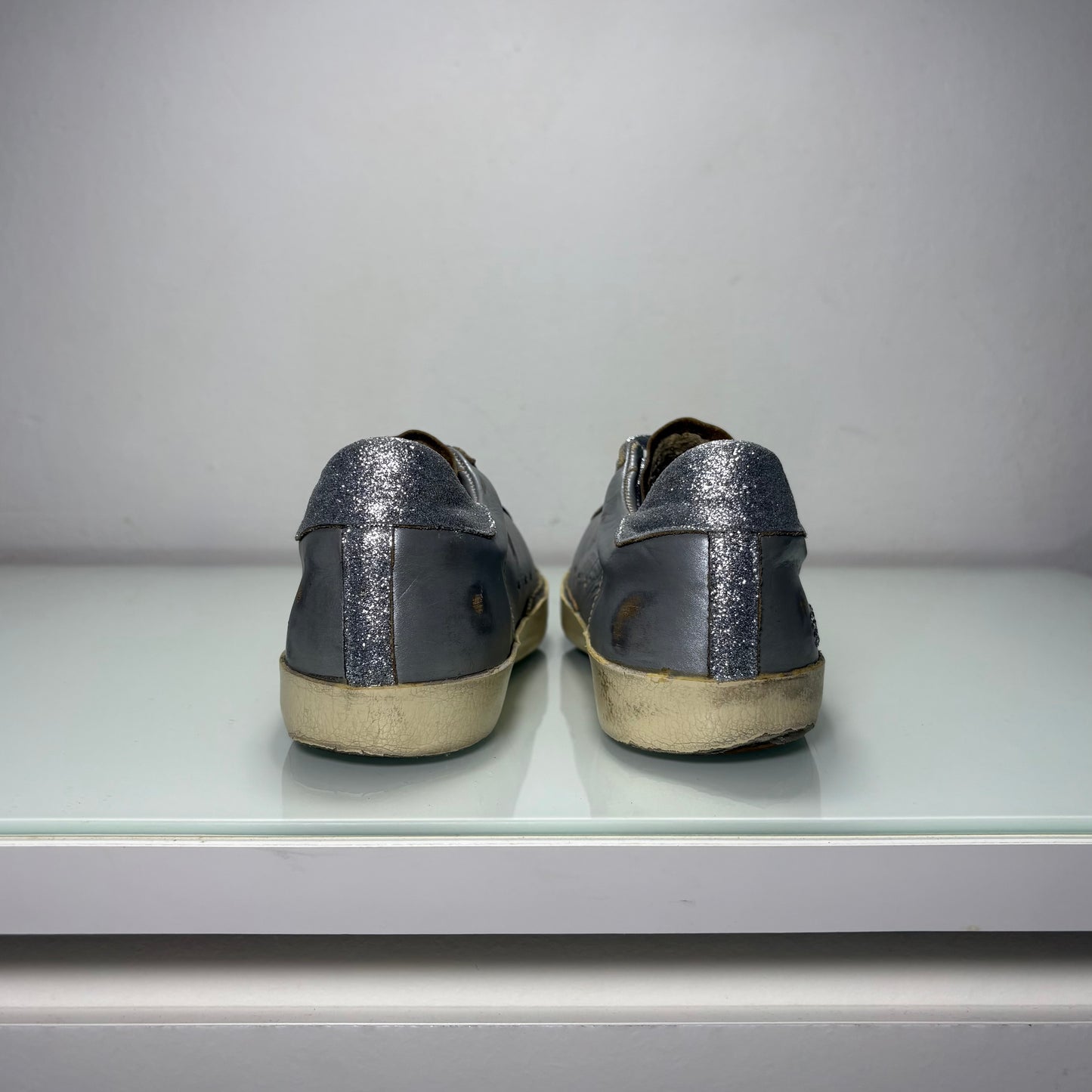 Golden goose Superstar grigio e glitterato argento 35