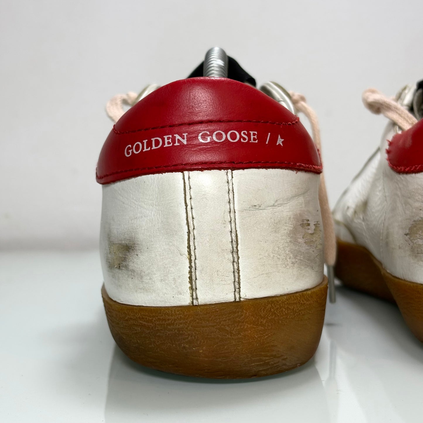 Golden goose Superstar bianco tallone rosso e stella blu 42