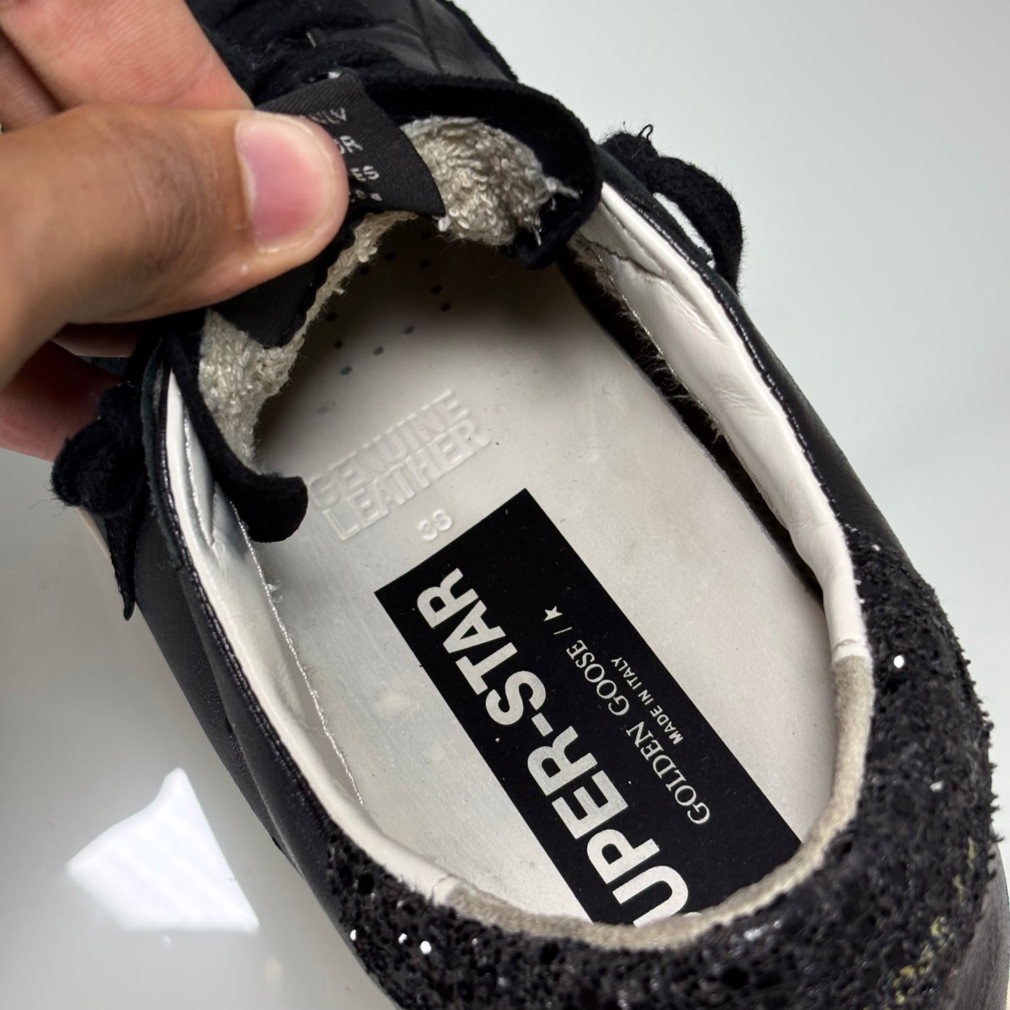 Golden goose Superstar nere scritta oro e tallone brillantinato 38