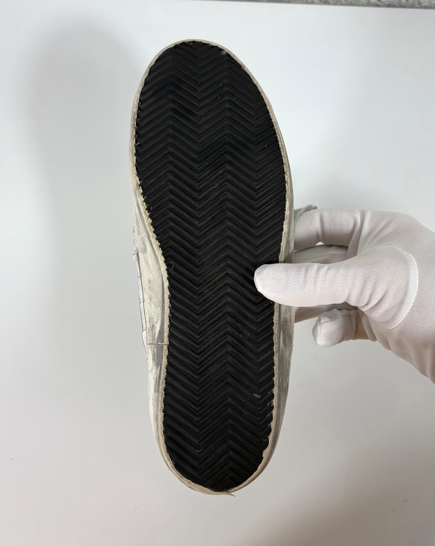 Golden goose Superstar bianche fantasia simil “squame” bianco e tallone beige 41