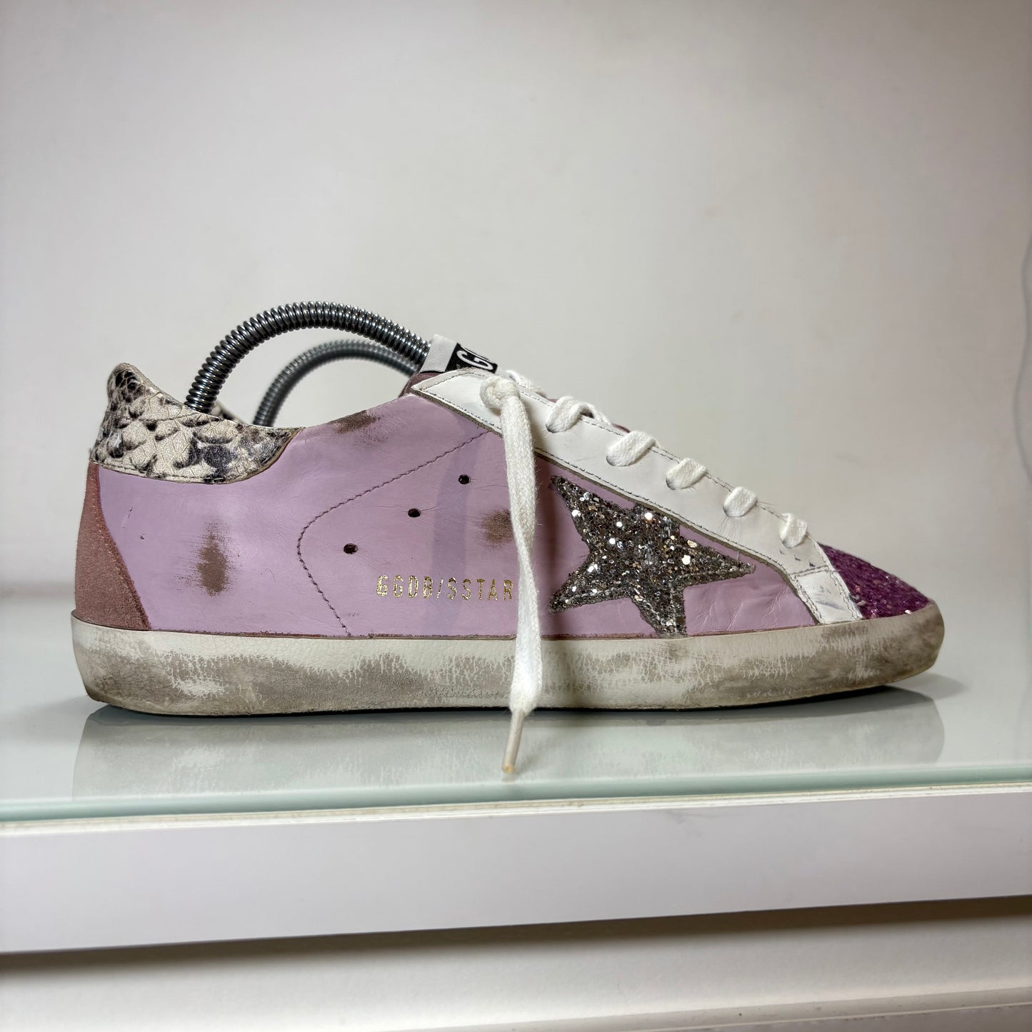 Golden goose superstar lilla tallone in simil serpente 38