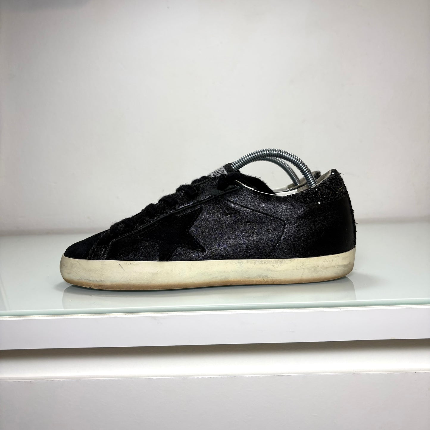 Golden goose Superstar nere scritta oro e tallone brillantinato 38