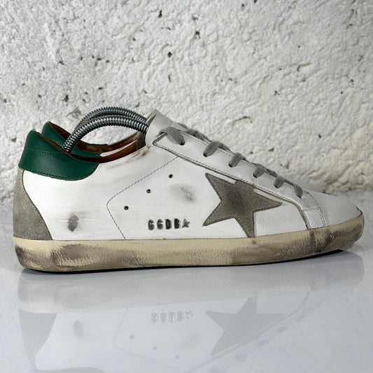Golden goose Superstar bianche, stella grigia e tallone verde 39