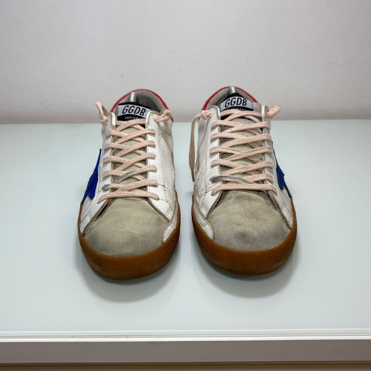 Golden goose Superstar bianco tallone rosso e stella blu 42