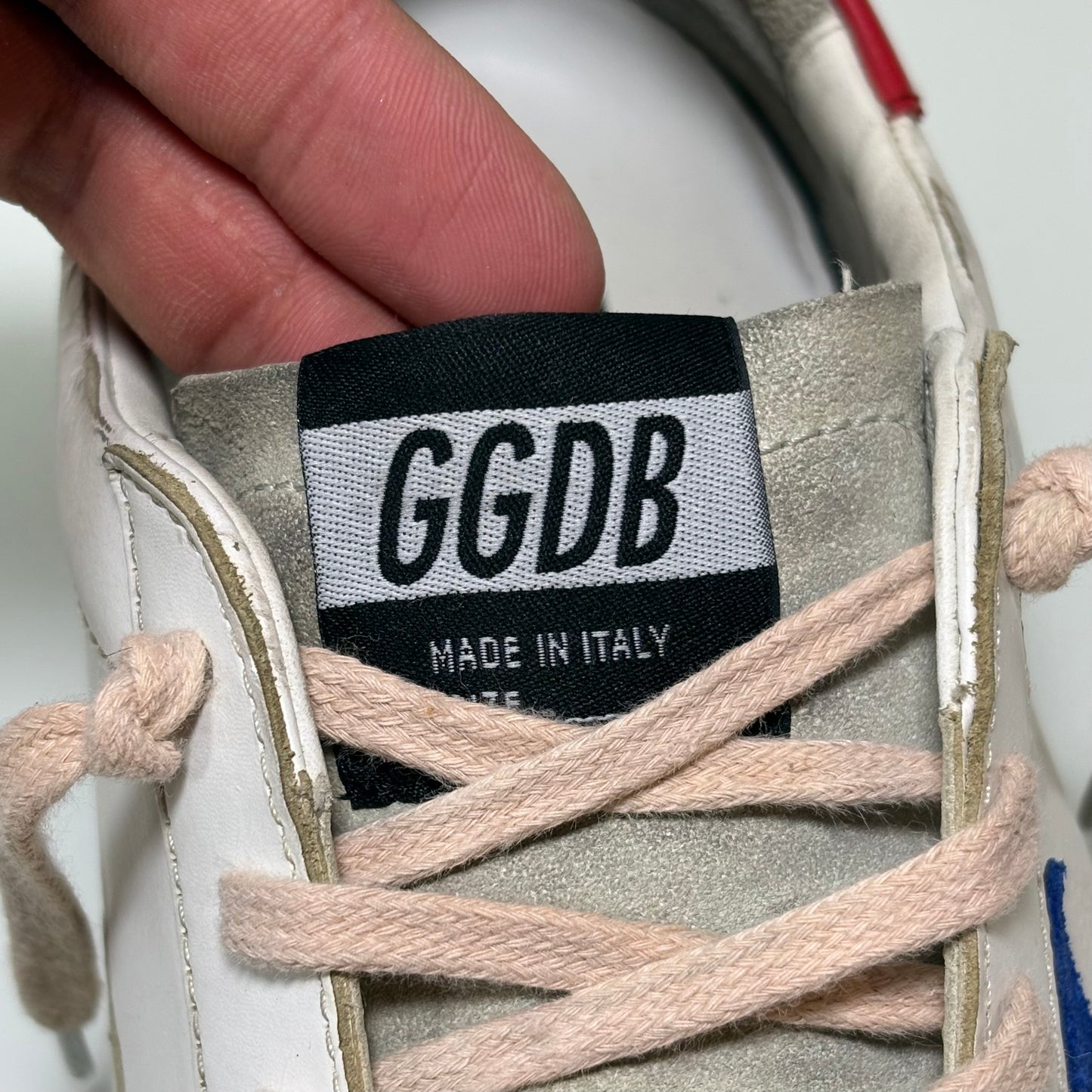 Golden goose Superstar bianco tallone rosso e stella blu 42