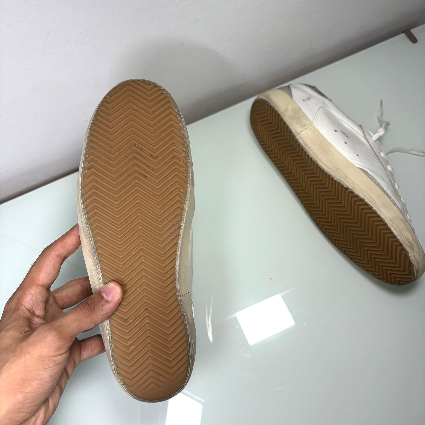 Golden goose Superstar bianche e glitter Argento sul tallone 42