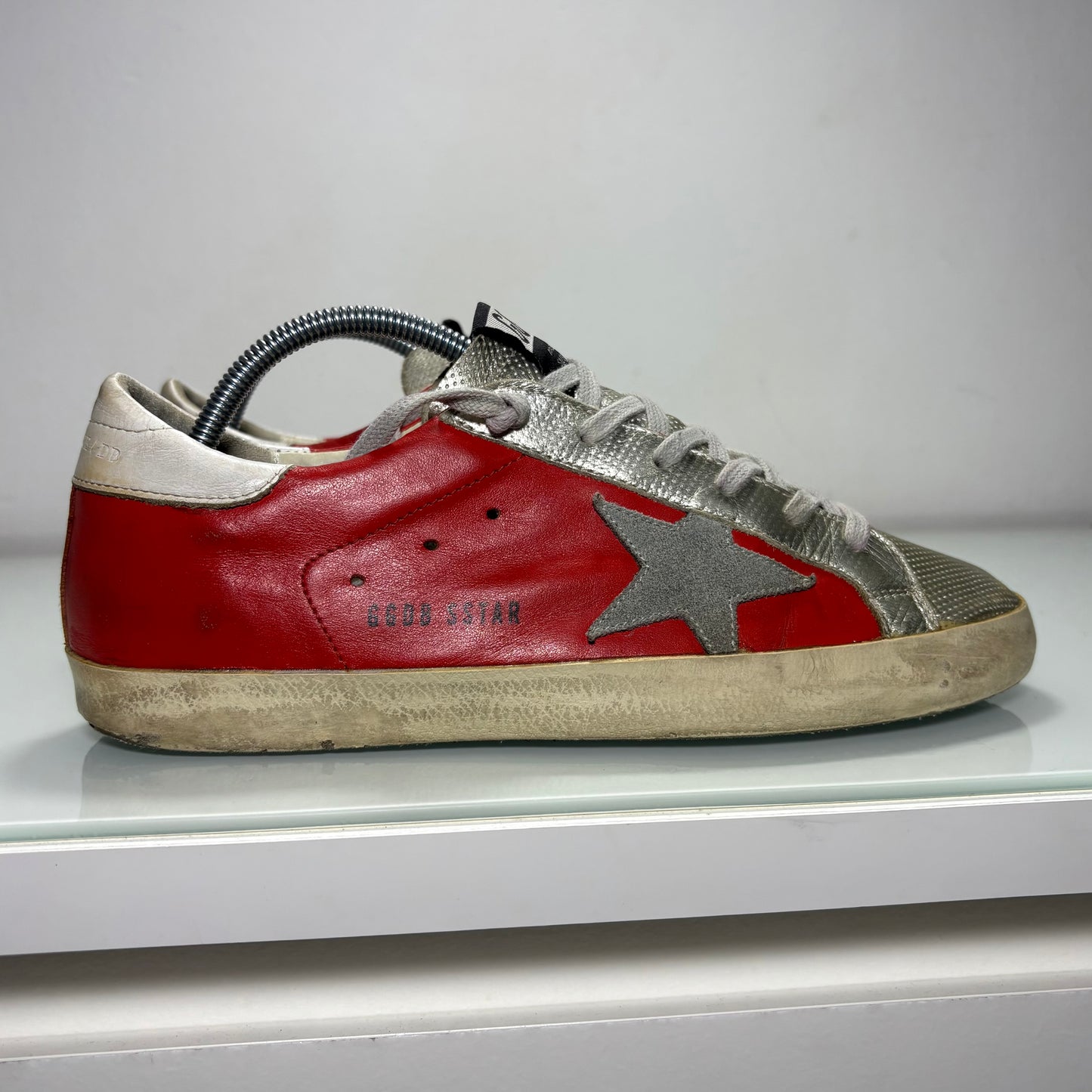 Golden goose Superstar rosso e argento 38