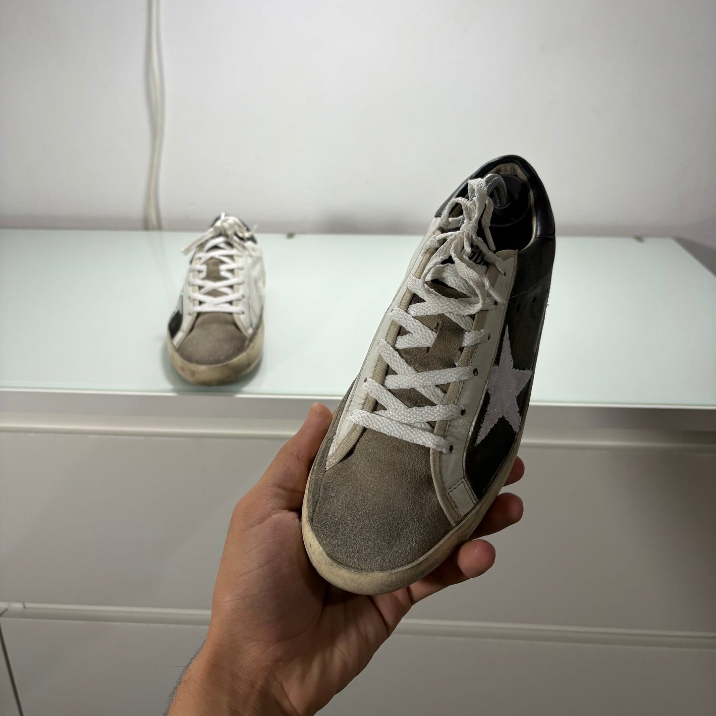 Golden Superstar Marrone/Oro e Bianco con stella bianca brillantinata 38