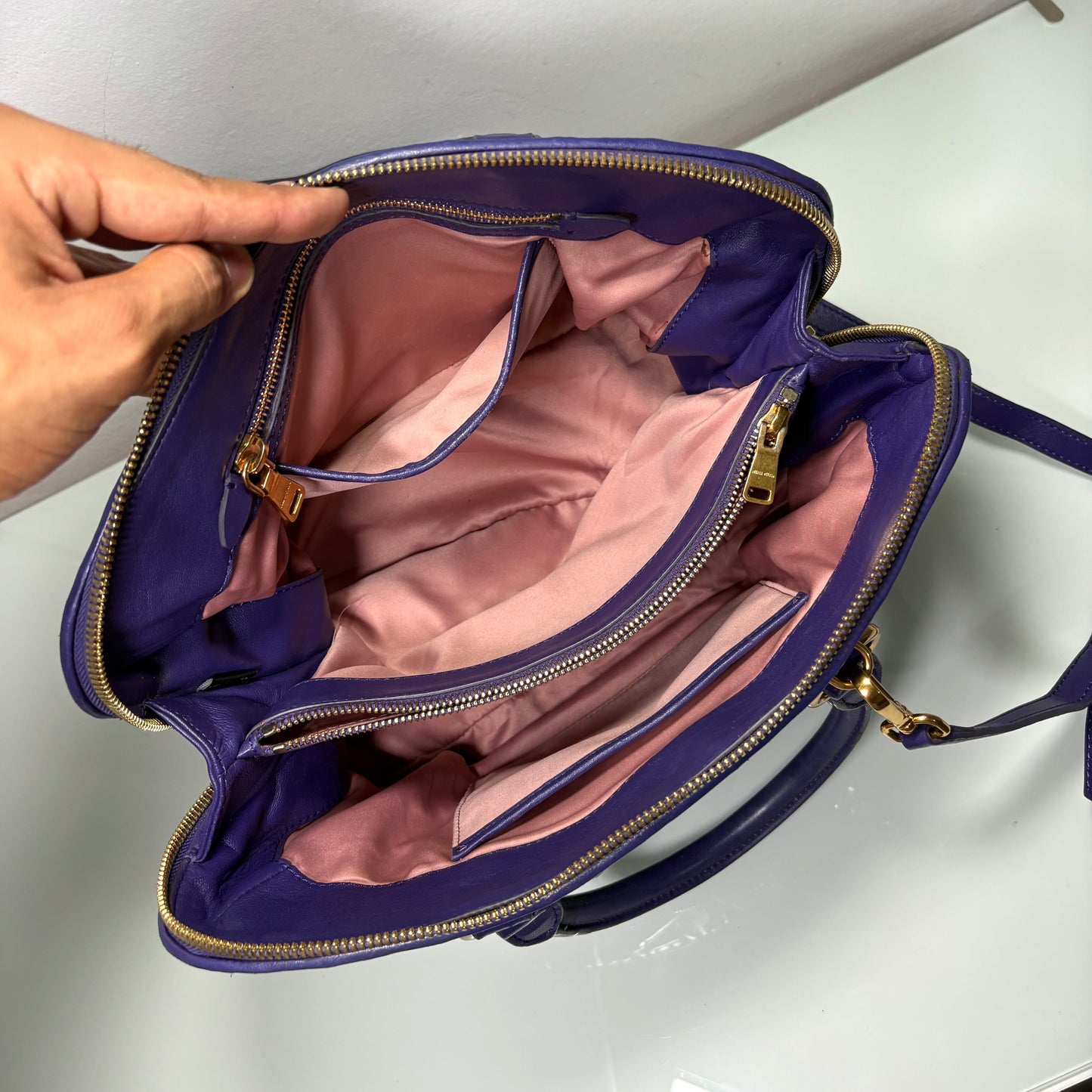 Miu Miu matelassé in pelle Viola