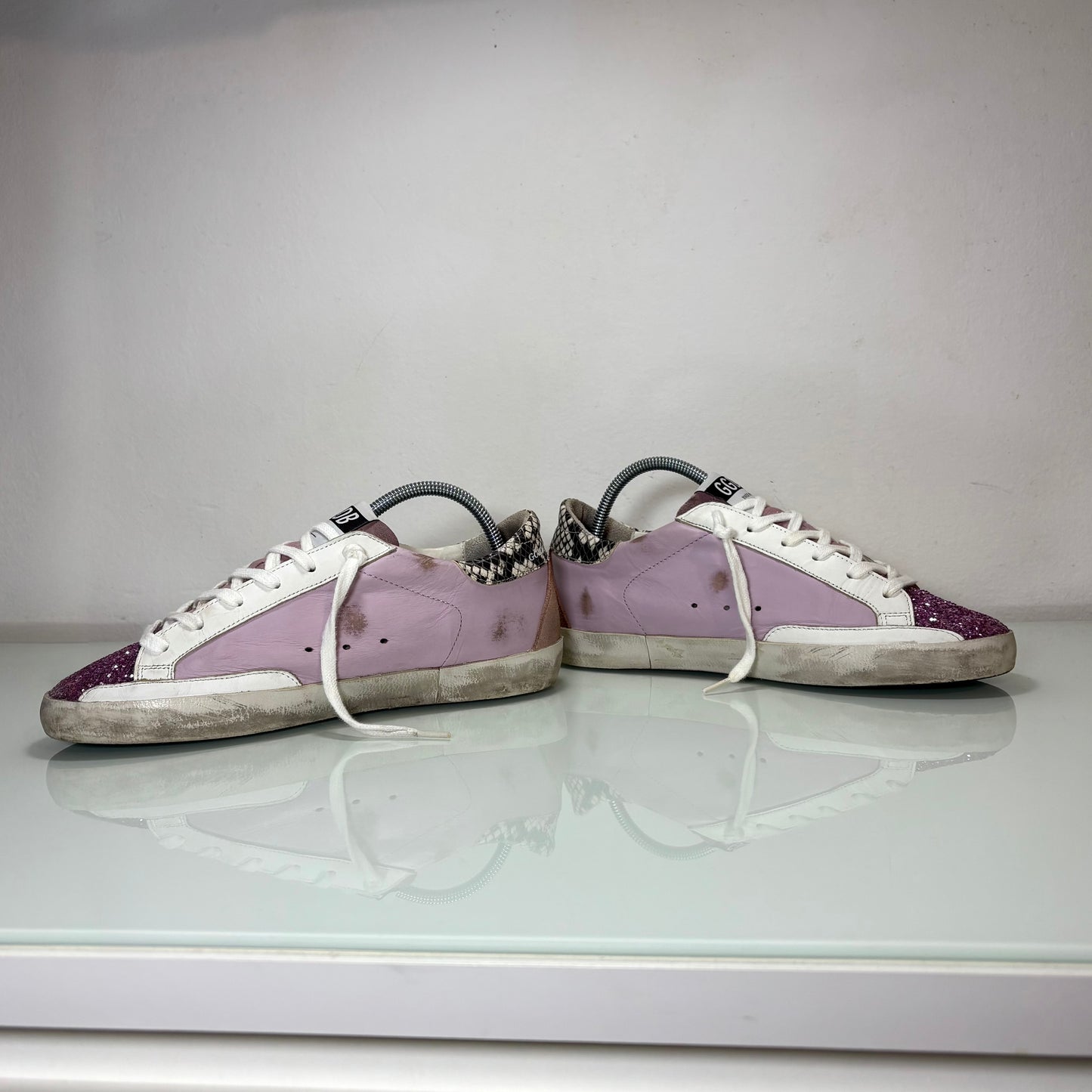 Golden goose superstar lilla tallone in simil serpente 38