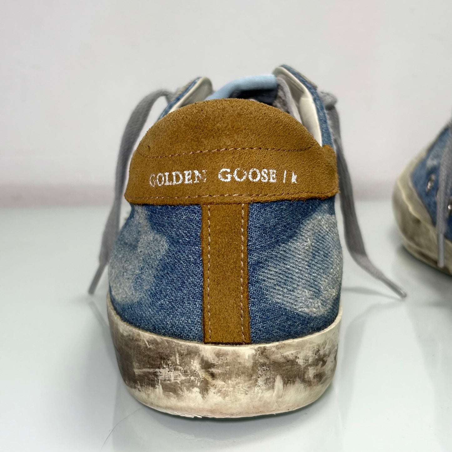 Golden goose Superstar in denim azzurro e pelle 45