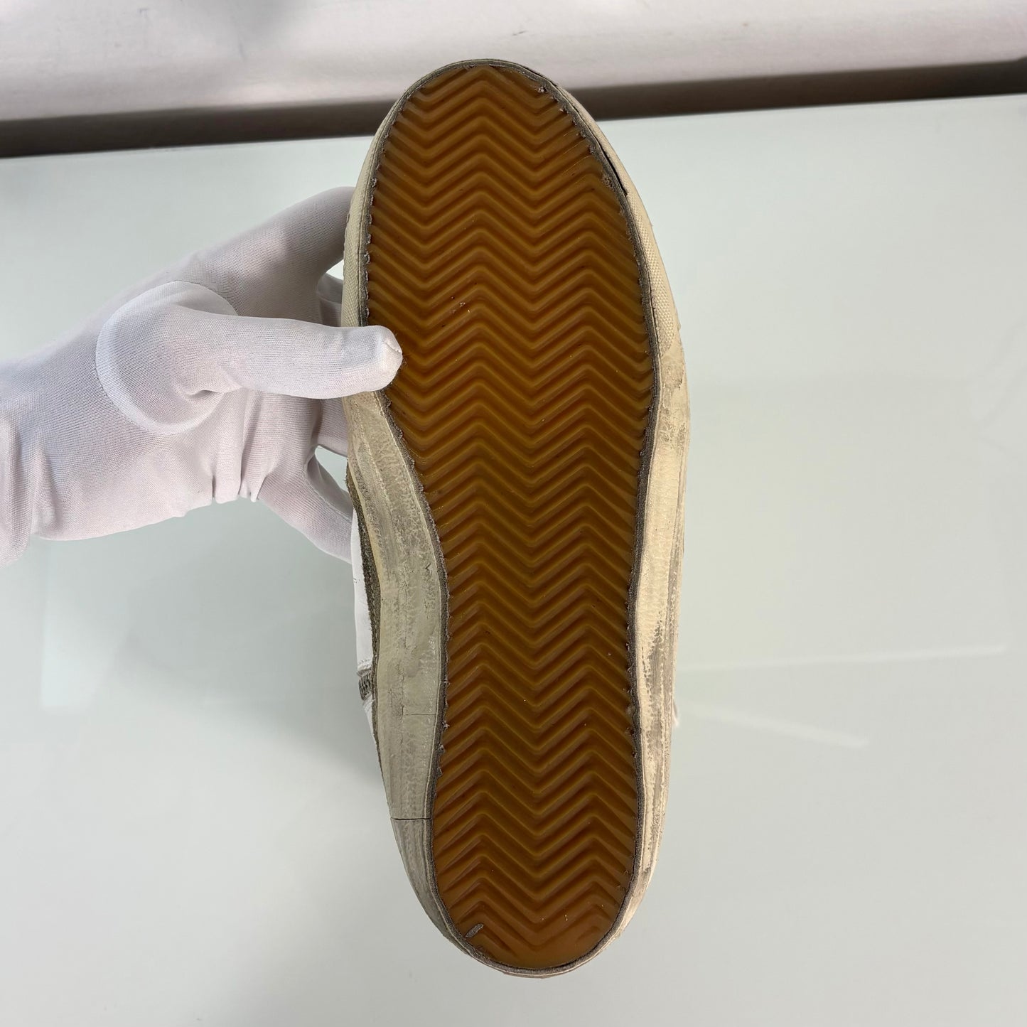 Golden goose Slide bianche con dettagli neri e beige 42