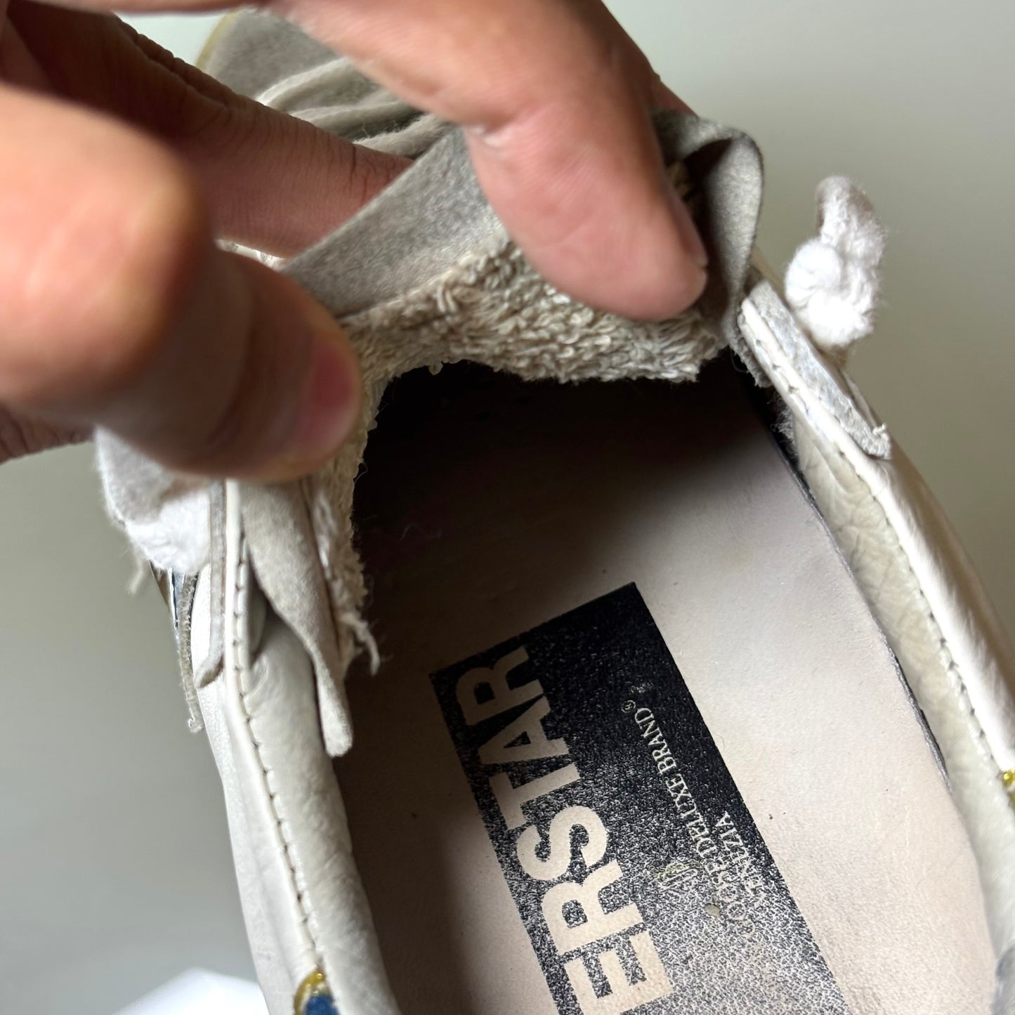 Golden goose Superstar bianco, stella blu e tallone a pois 35