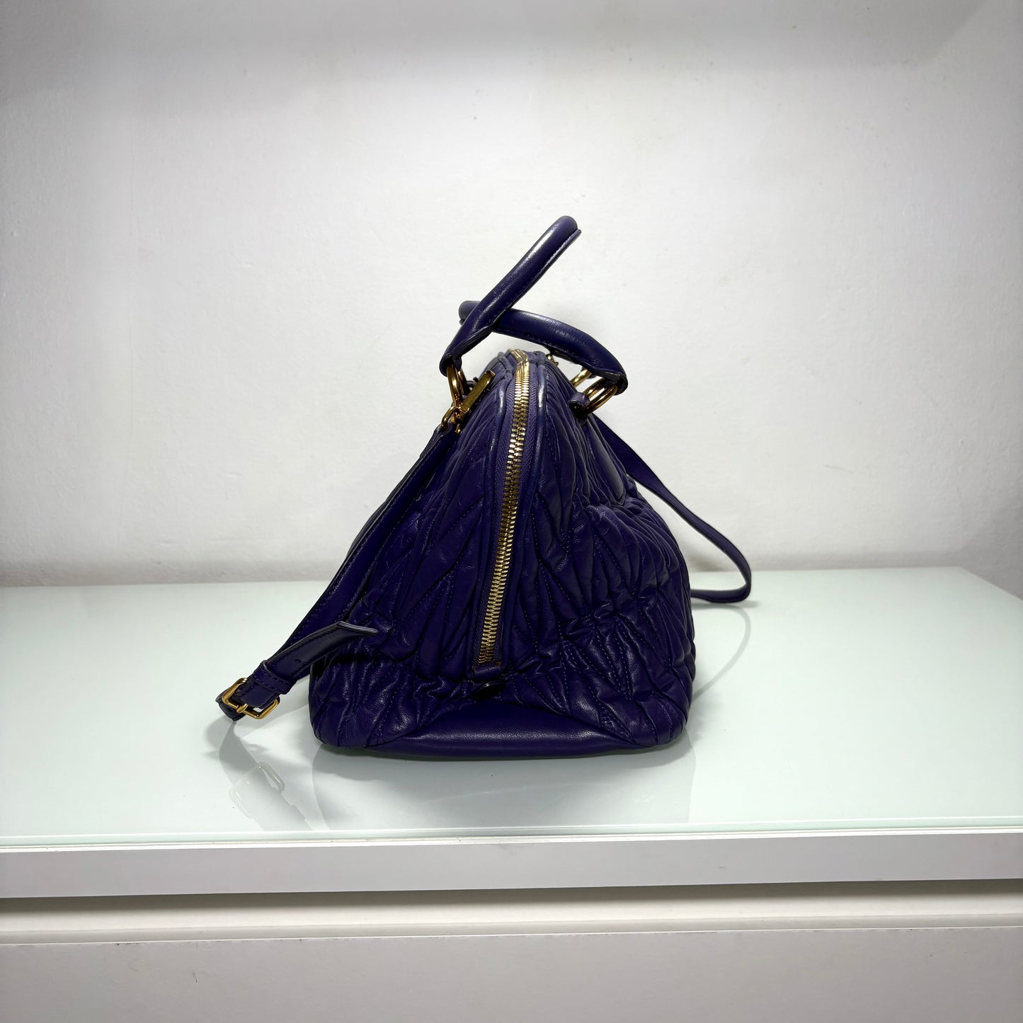 Miu Miu matelassé in pelle Viola