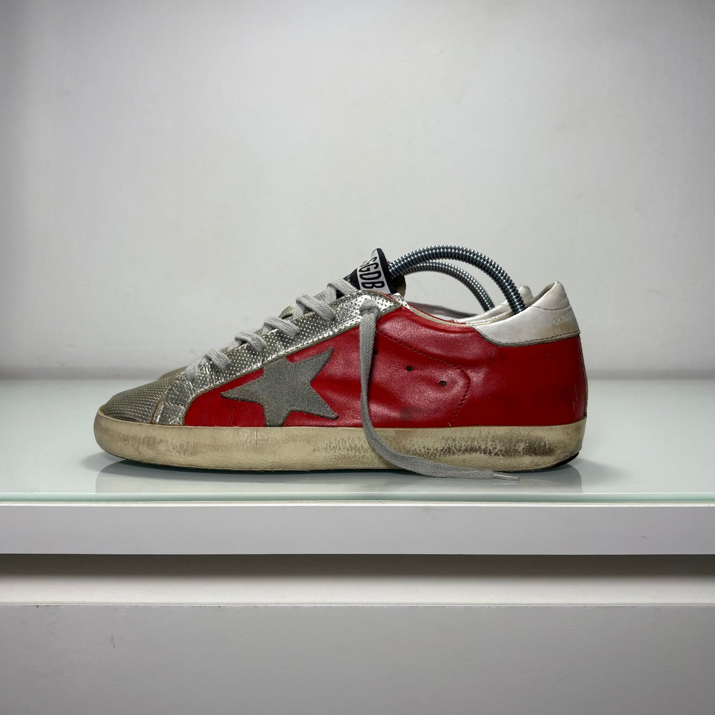 Golden goose Superstar rosso e argento 38