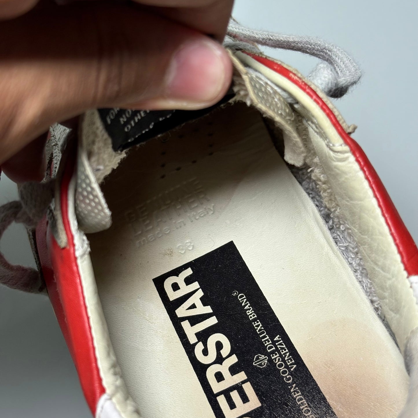 Golden goose Superstar rosso e argento 38