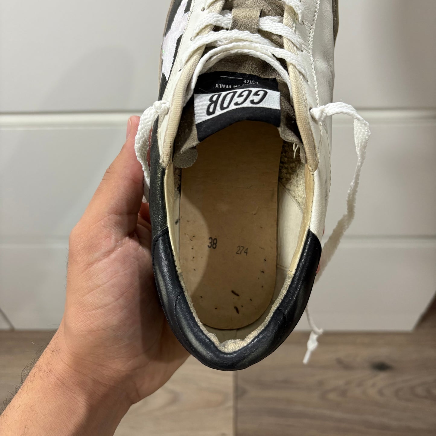 Golden Superstar Marrone/Oro e Bianco con stella bianca brillantinata 38