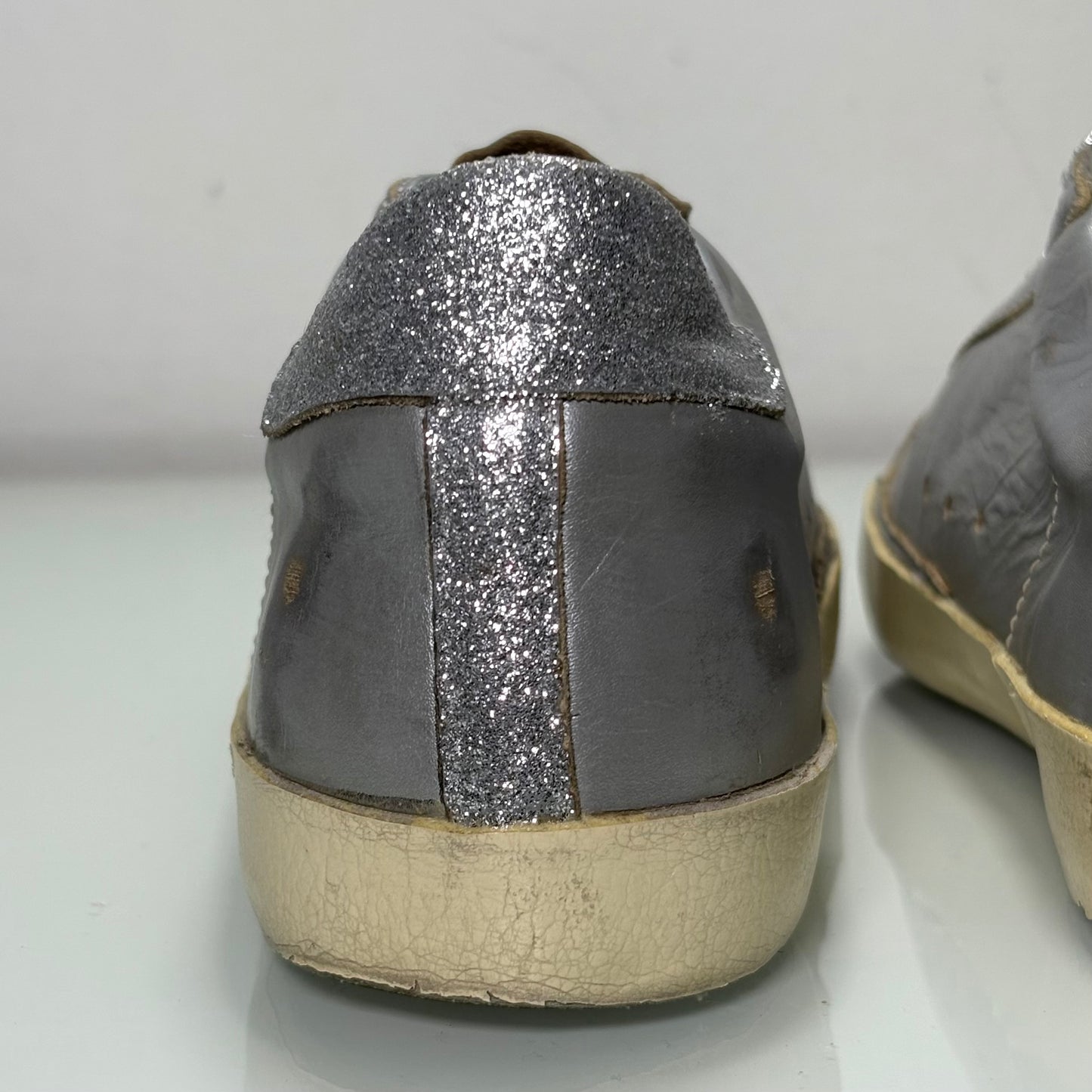 Golden goose Superstar grigio e glitterato argento 35