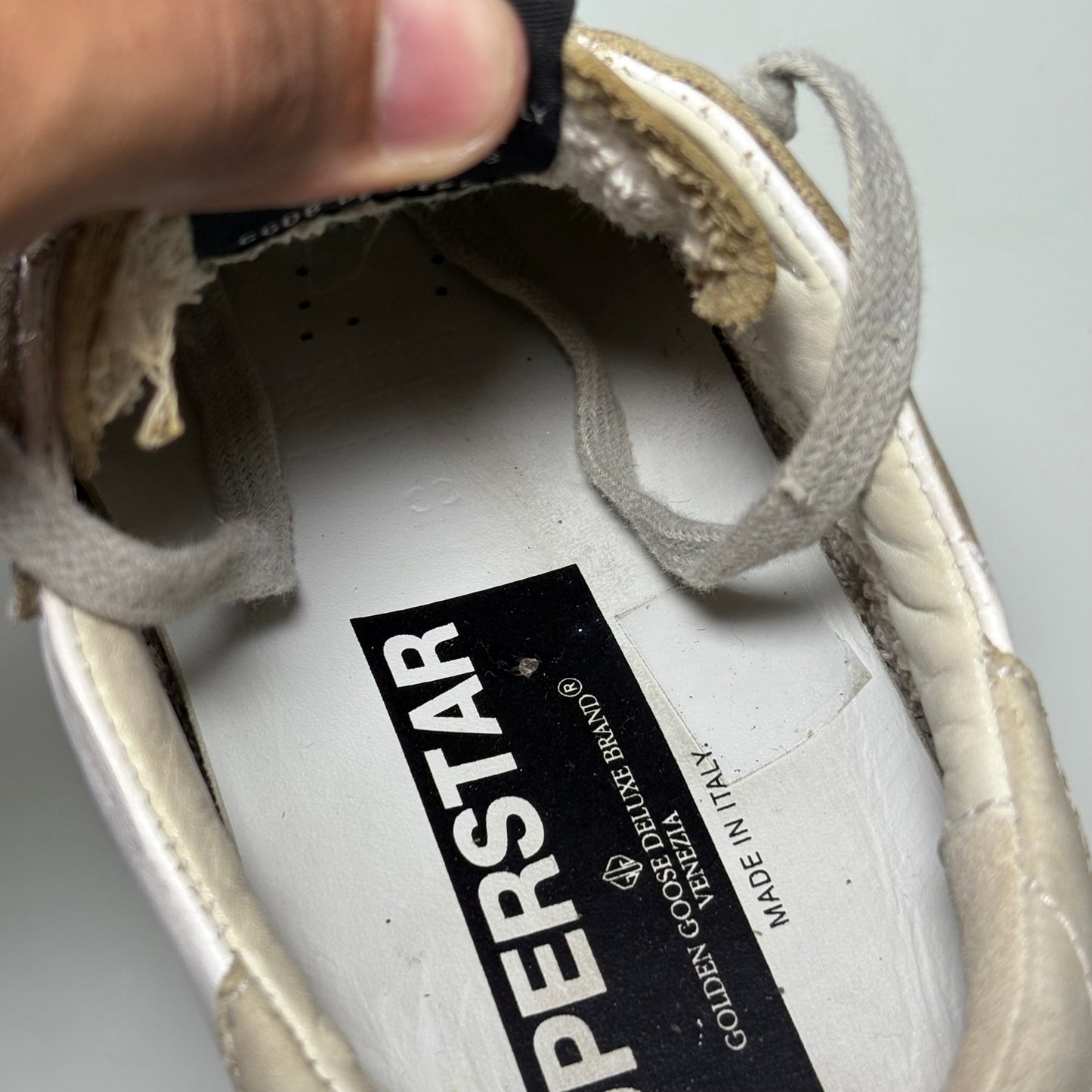 Golden goose superstar bianche stella bordeaux e tallone beige 38