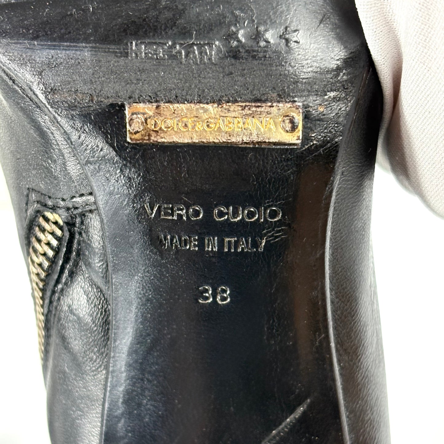 Stivali Dolce & Gabbana Black Leather Biker Boots 38