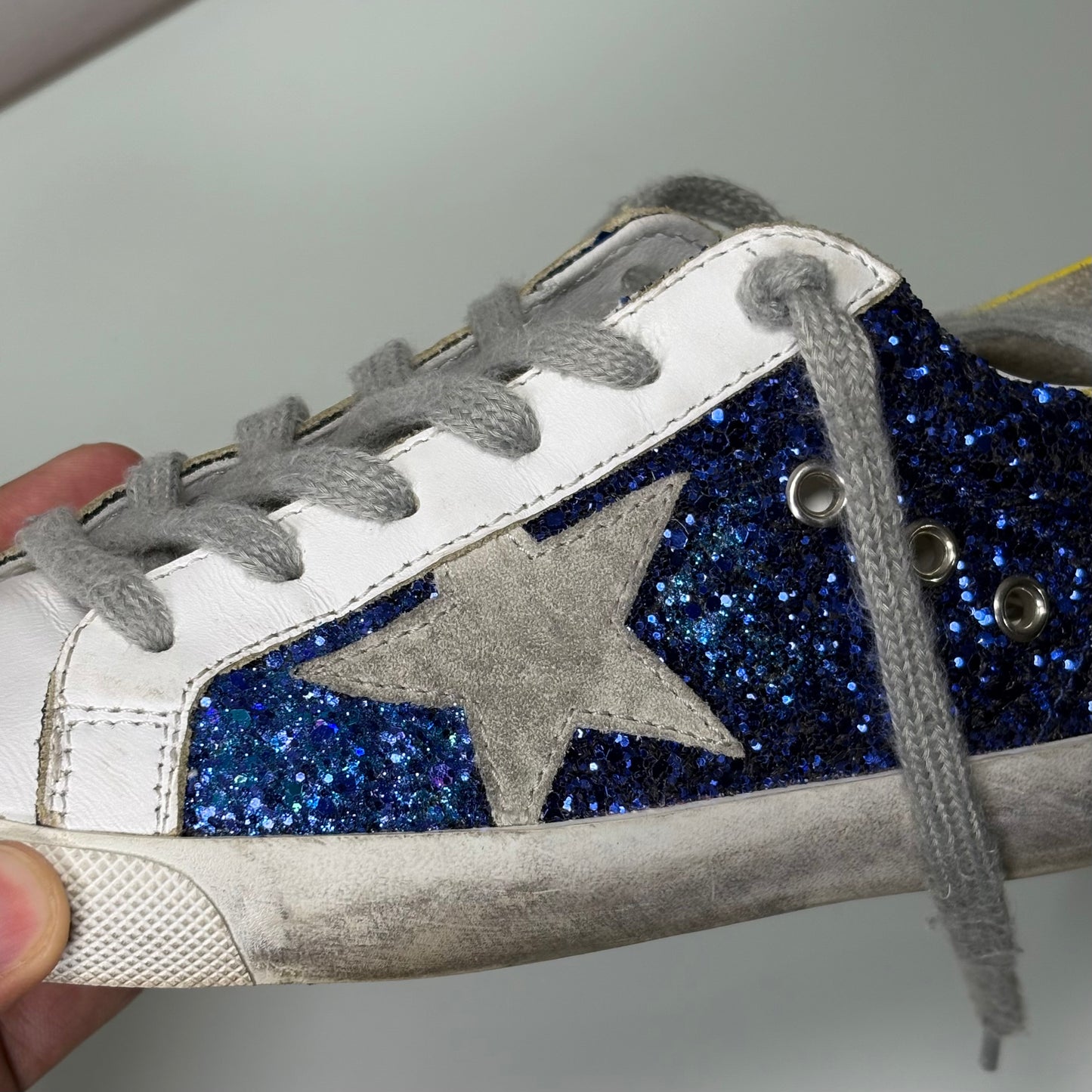 Golden goose Superstar Glitter Blu e tallone Giallo 36