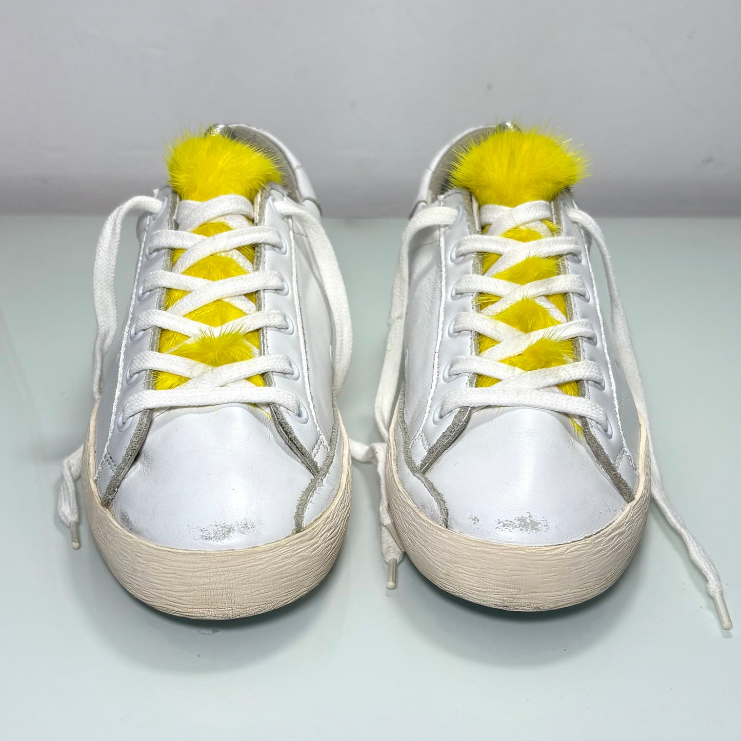 Golden goose Superstar bianche con pelo Giallo 38