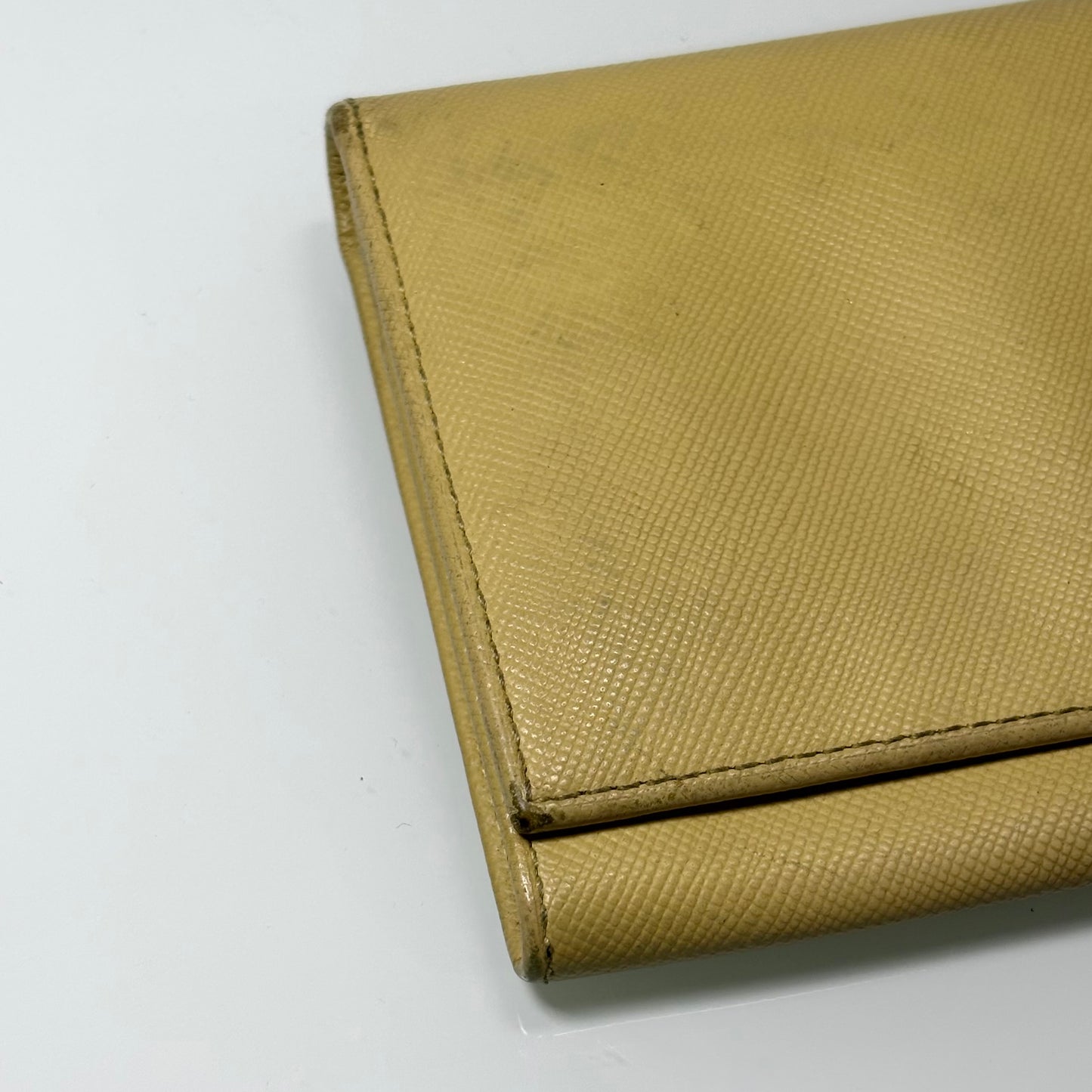Prada caramel leather bifold long wallet