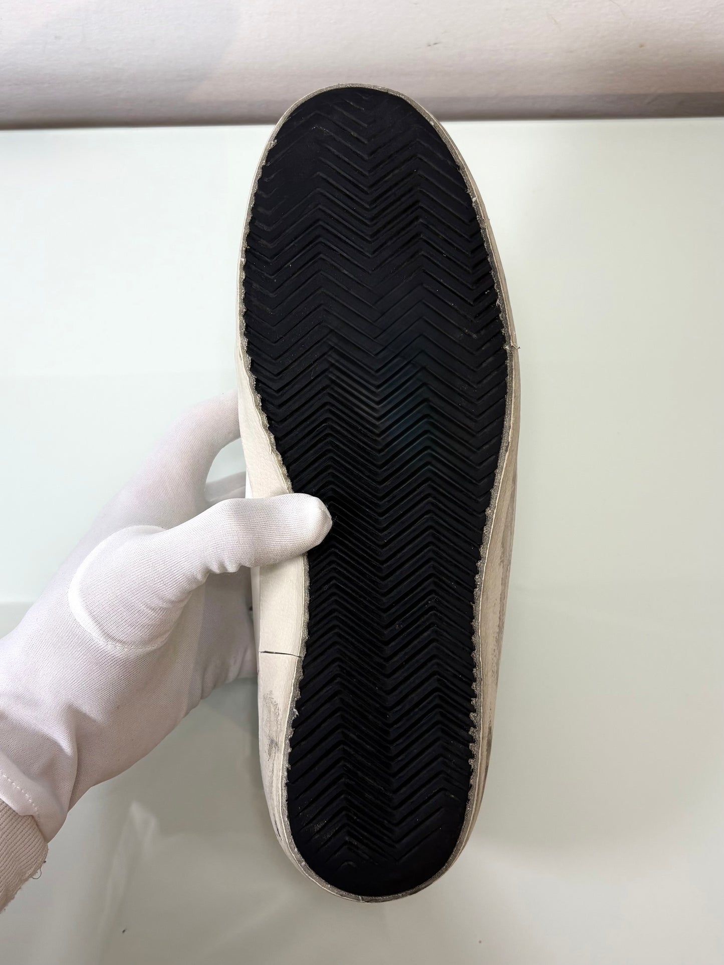 Golden goose Superstar bianche tallone nero e stella verde 43