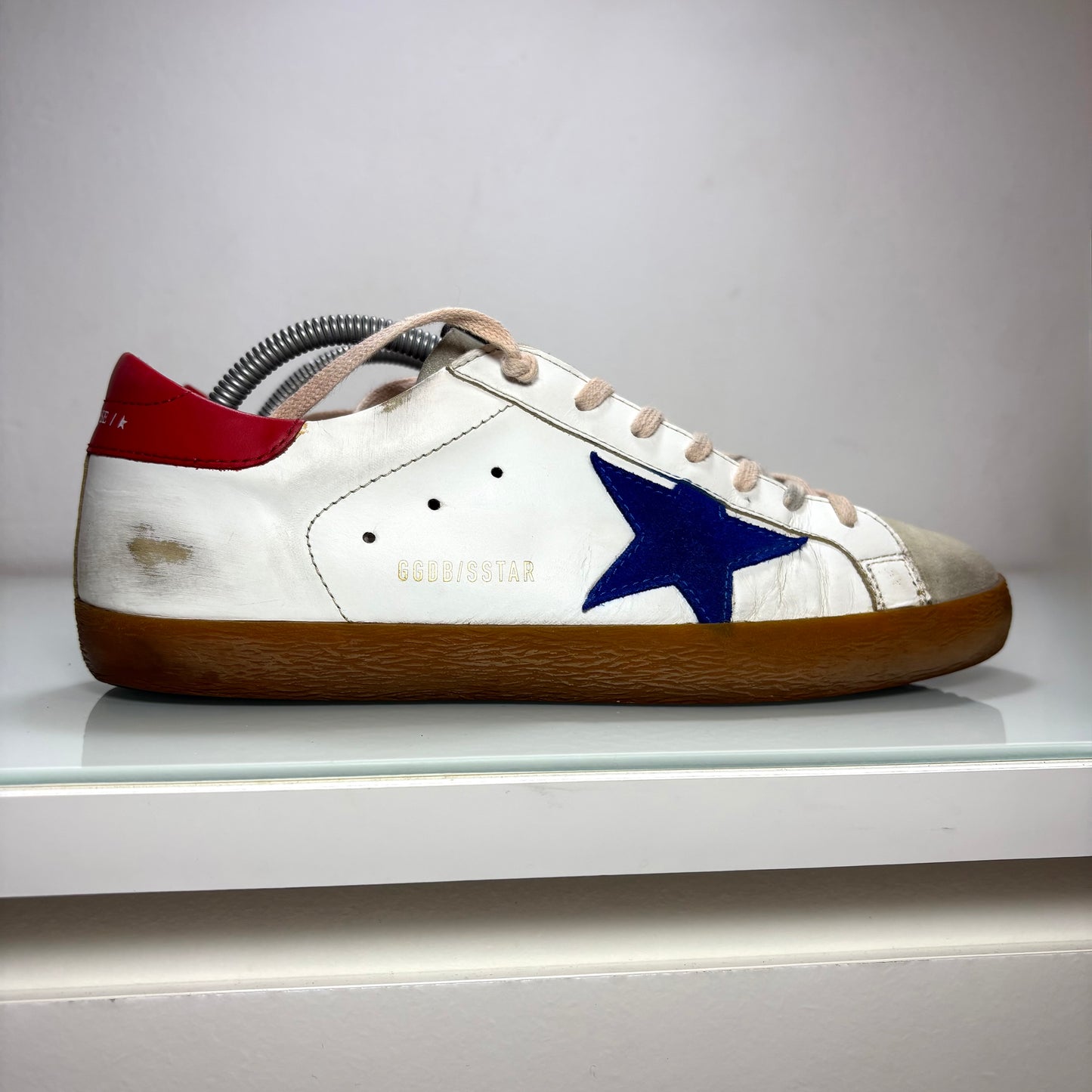 Golden goose Superstar bianco tallone rosso e stella blu 42