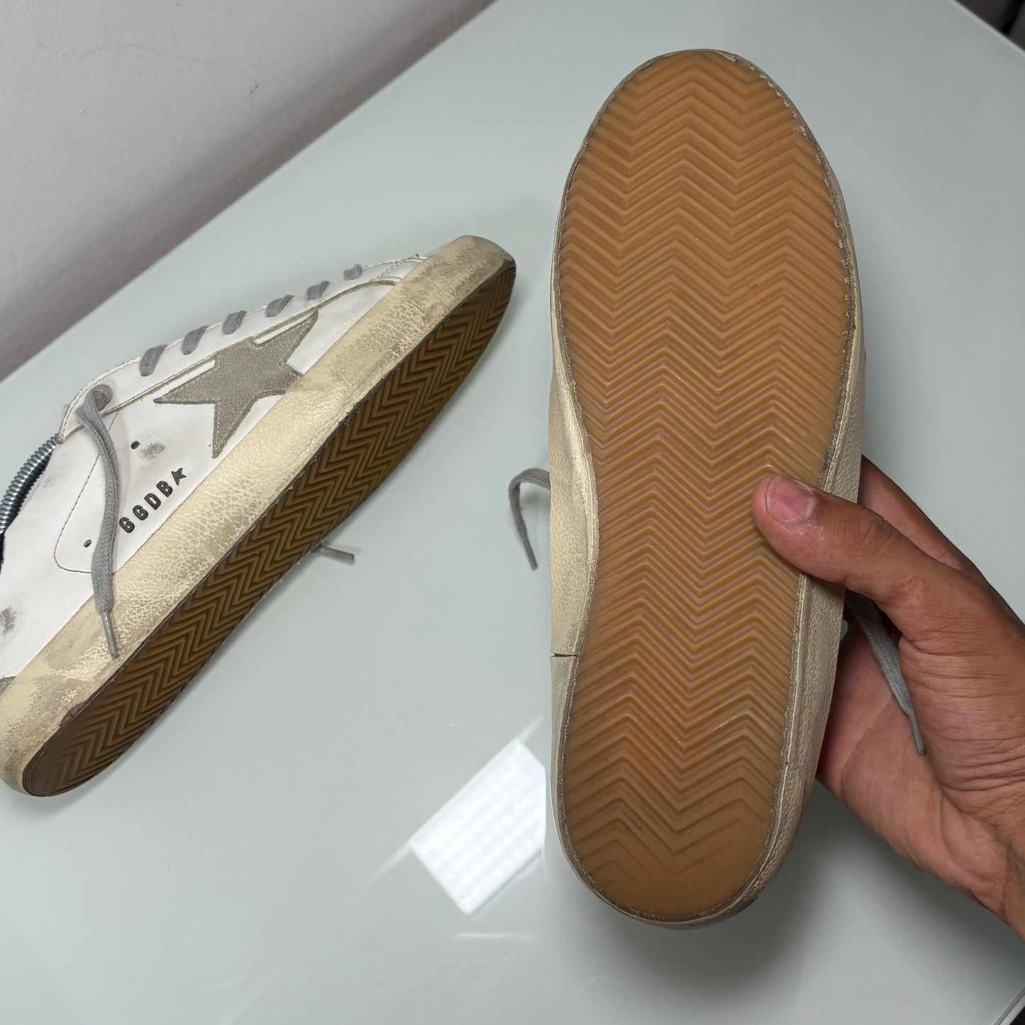 Golden goose Superstar classic bianche con tallone esterno nero 41