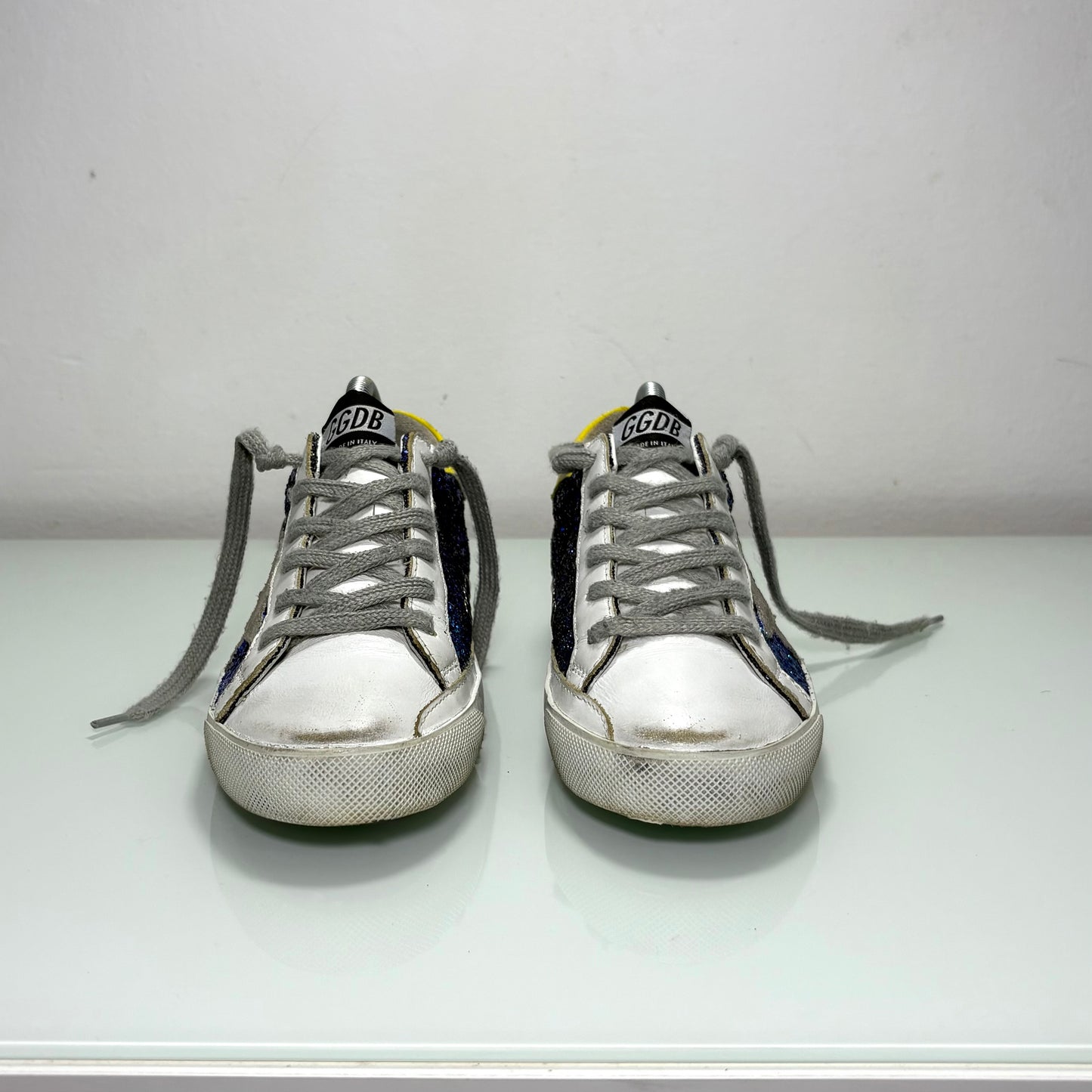 Golden goose Superstar Glitter Blu e tallone Giallo 36
