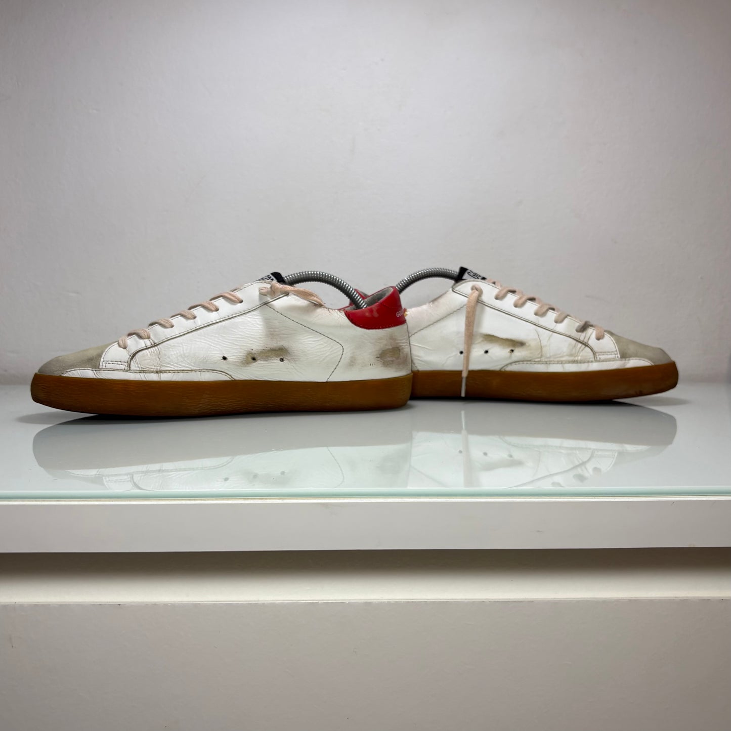 Golden goose Superstar bianco tallone rosso e stella blu 42