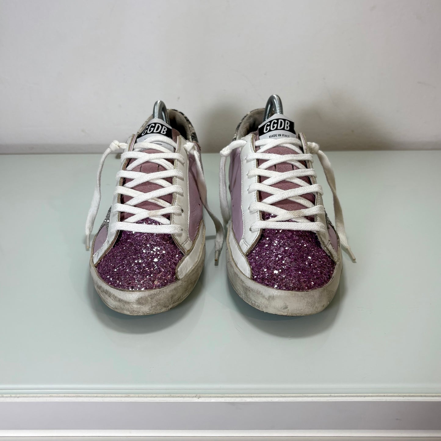 Golden goose superstar lilla tallone in simil serpente 38