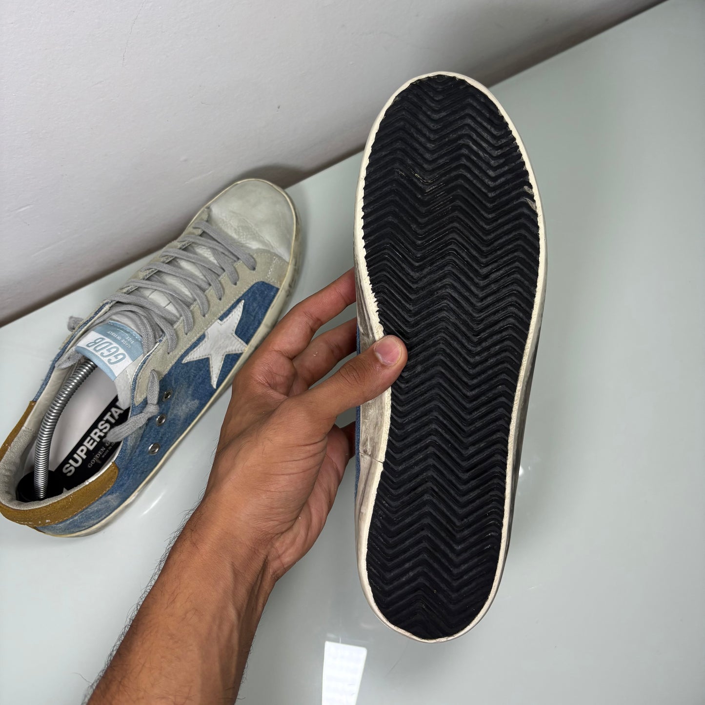 Golden goose Superstar in denim azzurro e pelle 45