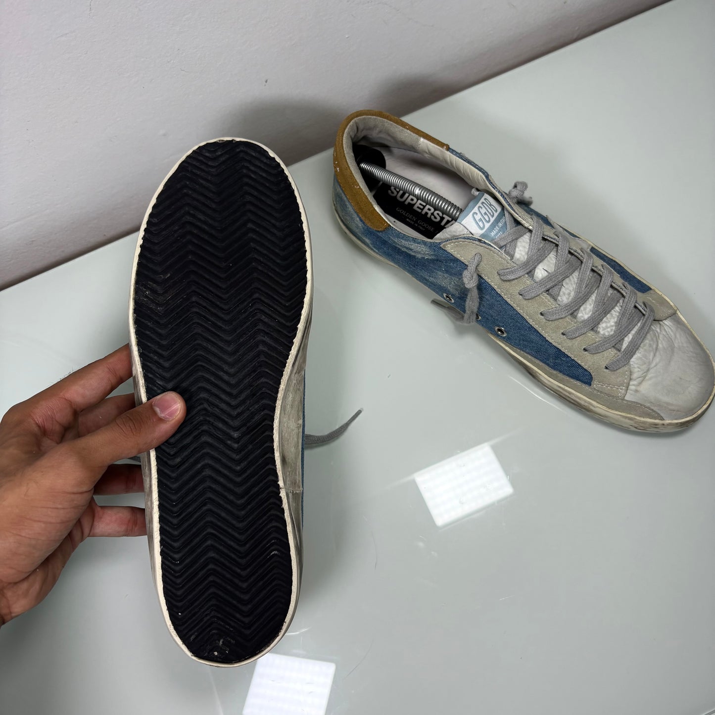 Golden goose Superstar in denim azzurro e pelle 45