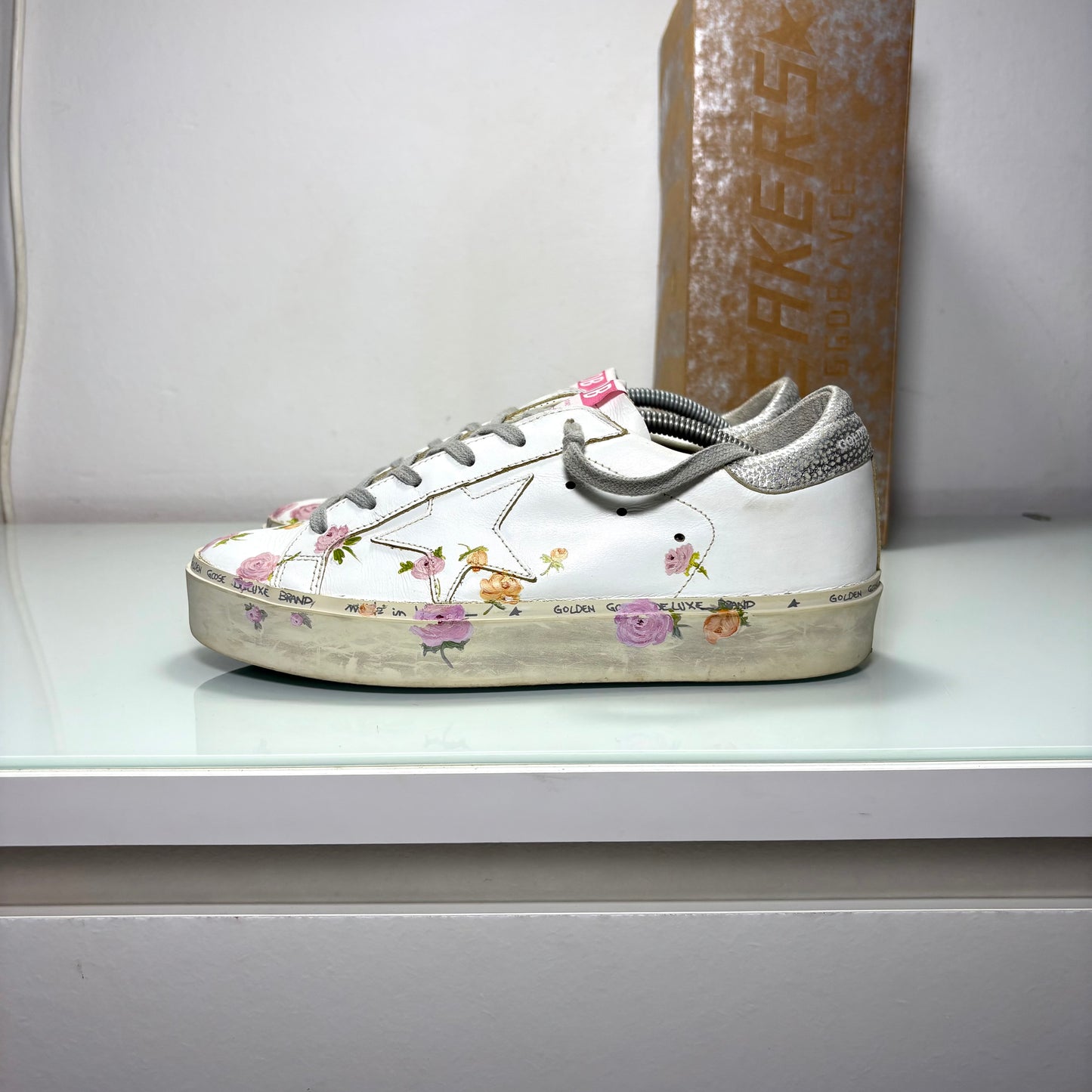 Golden goose Hi star bianche floreali 38