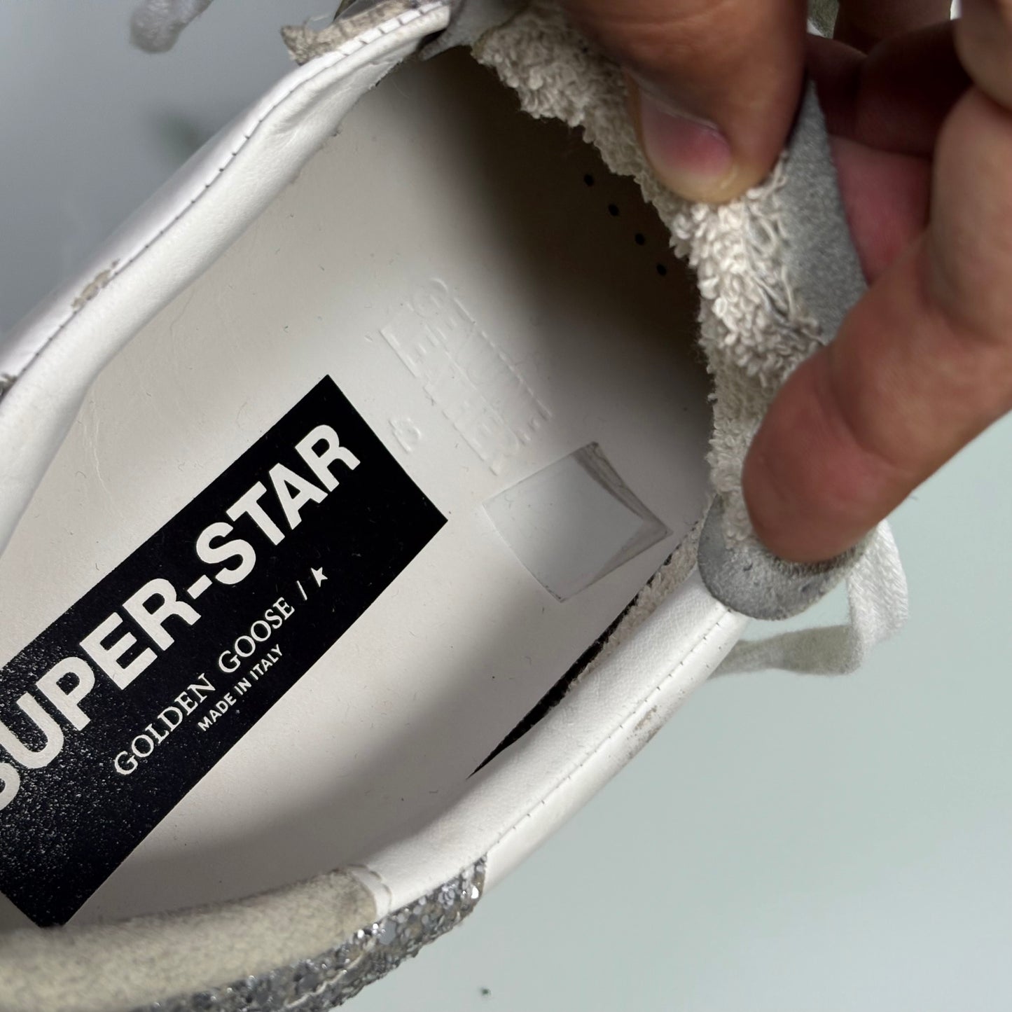 Golden goose Superstar bianche e glitter Argento sul tallone 42