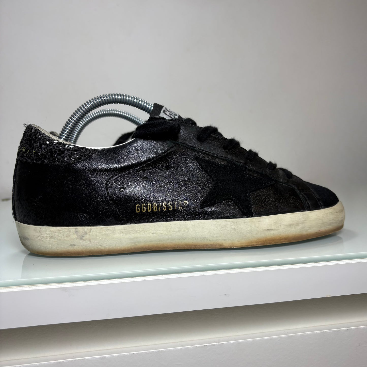 Golden goose Superstar nere scritta oro e tallone brillantinato 38