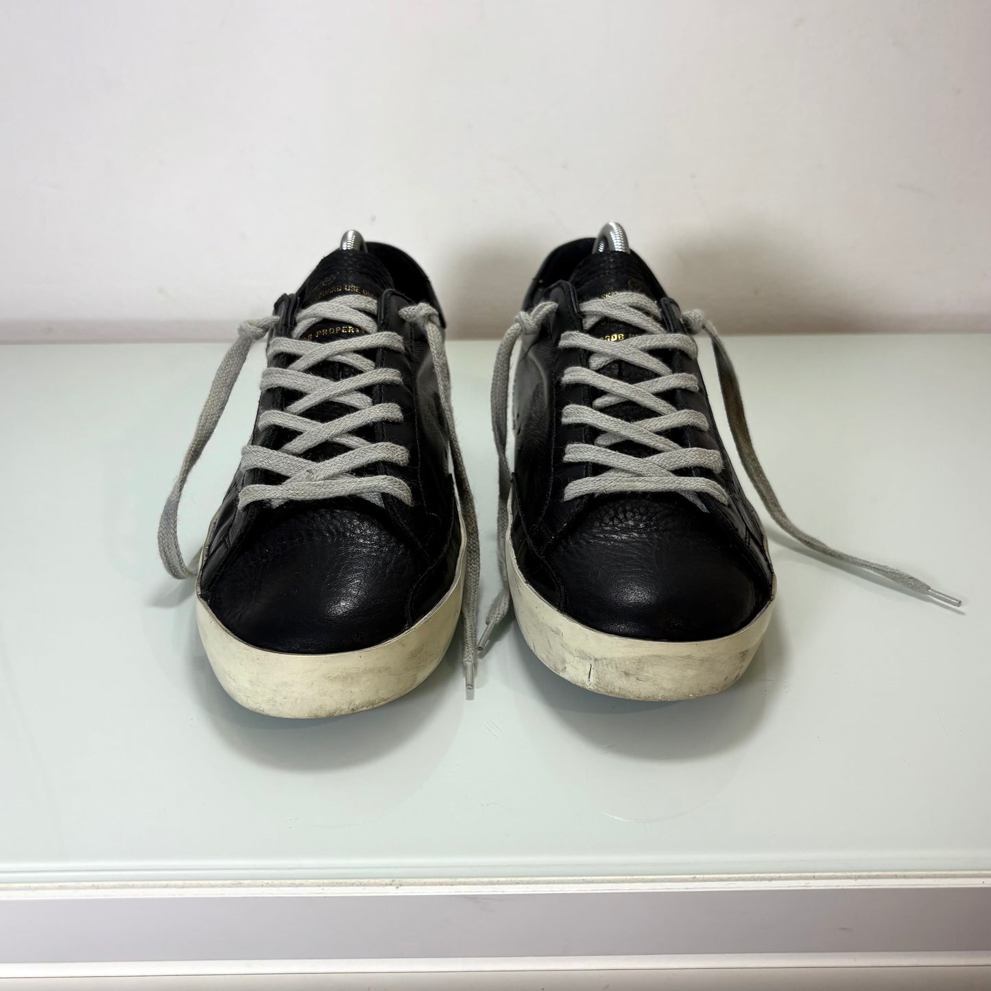 Golden goose superstar in pelle nero 39